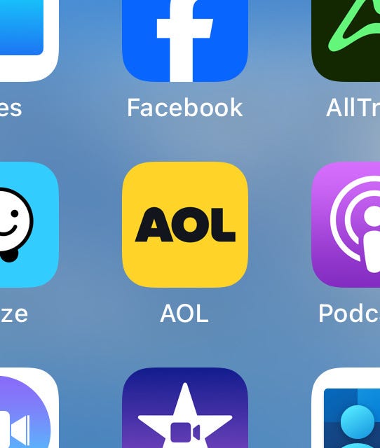 AOL, AOL color change, AOL app, AOL logo, Apollo Global Management, America Online, yellow running man, Ashlee Hightower, Mike Clark, AOL history, AOL transformation, AOL users, internet service provider
