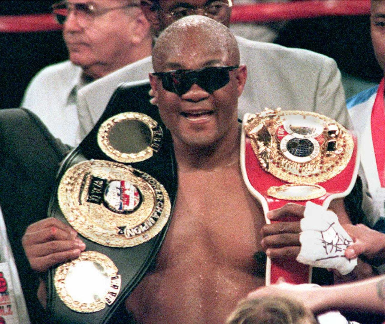 George Foreman, boxer, boxing, heavyweight champion, death, obituary, 76 years old, cause of death unknown, 76-5 record, knockout wins, World Boxing Hall of Fame, International Boxing Hall of Fame, retirement, 1997, Big George
