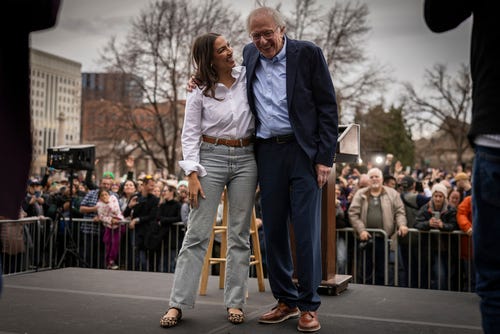 Bernie Sanders, Alexandria Ocasio-Cortez, AOC, Chuck Schumer, Senate, 2028 election, presidential election, primary challenge, progressive, Fighting Oligarchy rally, Democratic Party, Vermont, New York, U.S. Congress, ABC News, Jonathan Karl, political speculation, election, politics
