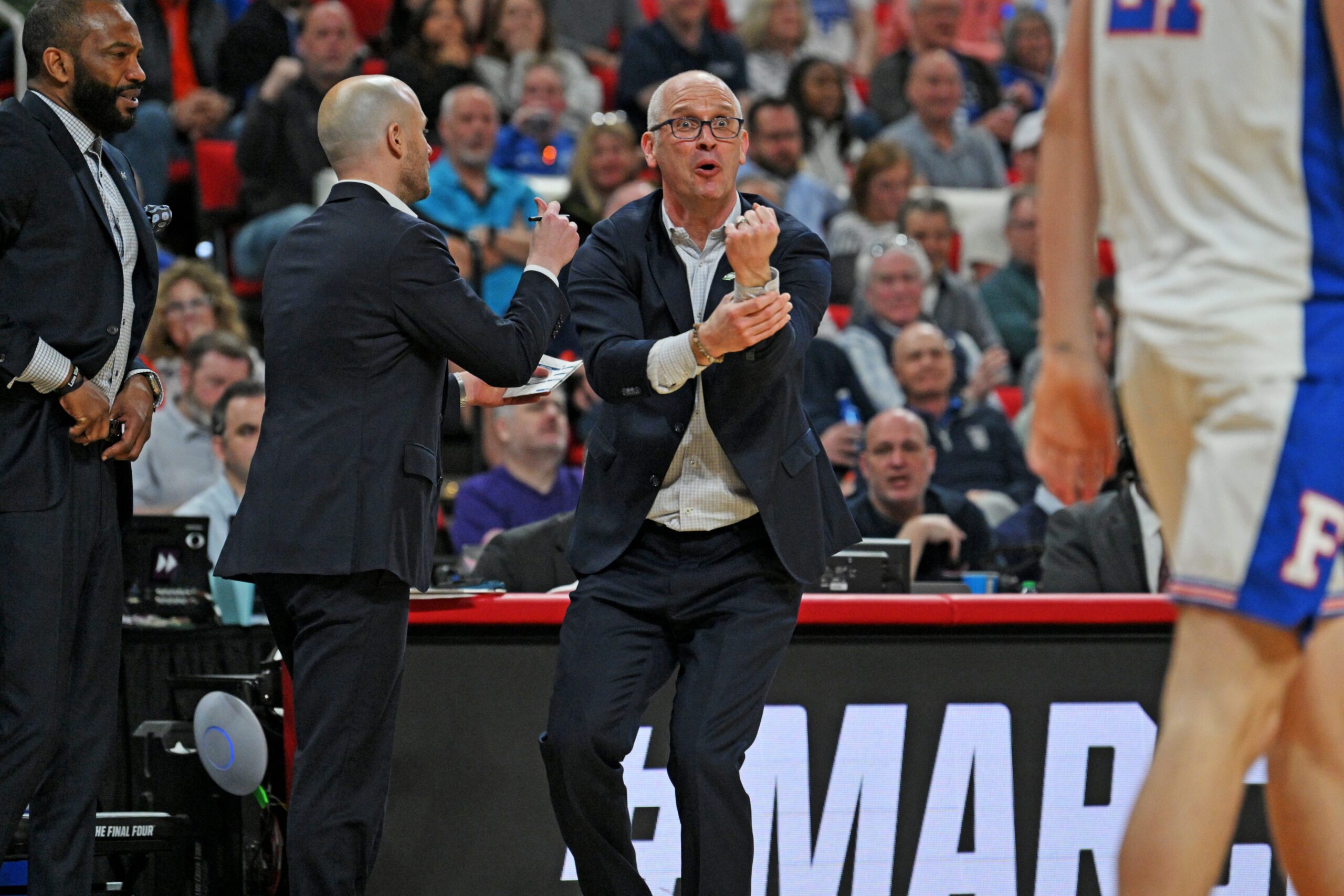 Dan Hurley, UConn, college basketball, NCAA Tournament, coaching, anger management, behavior, sportsmanship, Bobby Knight, self-destruction, Florida, Alex Karaban, Hassan Diarra, Baylor, referee, emotional control, program reset, legacy, media criticism
