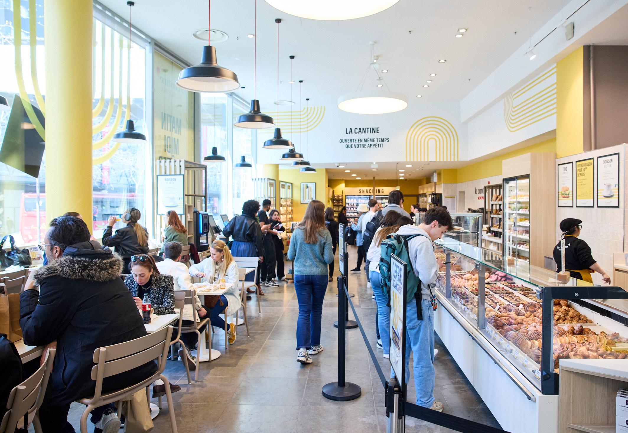 Monoprix, La Cantine, food court, restaurant review, Paris 15e, Noëmie Honiat, flankie, sandwich, camembert, Poitou-Charentes butter, Michel Houellebecq, supermarket dining, cheap eats, quick lunch, Charles-Michels metro
