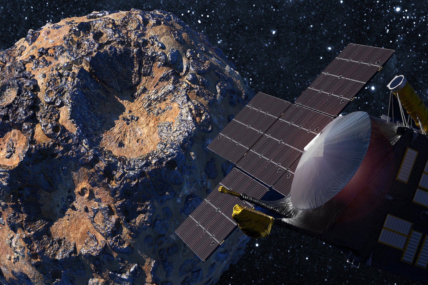 Psyche mission, asteroid Psyche, NASA, space exploration, solar electric propulsion, thrusters, fuel pressure, trajectory, spacecraft, Mars flyby, asteroid belt, metal-rich asteroid, planetary science, Psyche spacecraft, mission delay, space news
