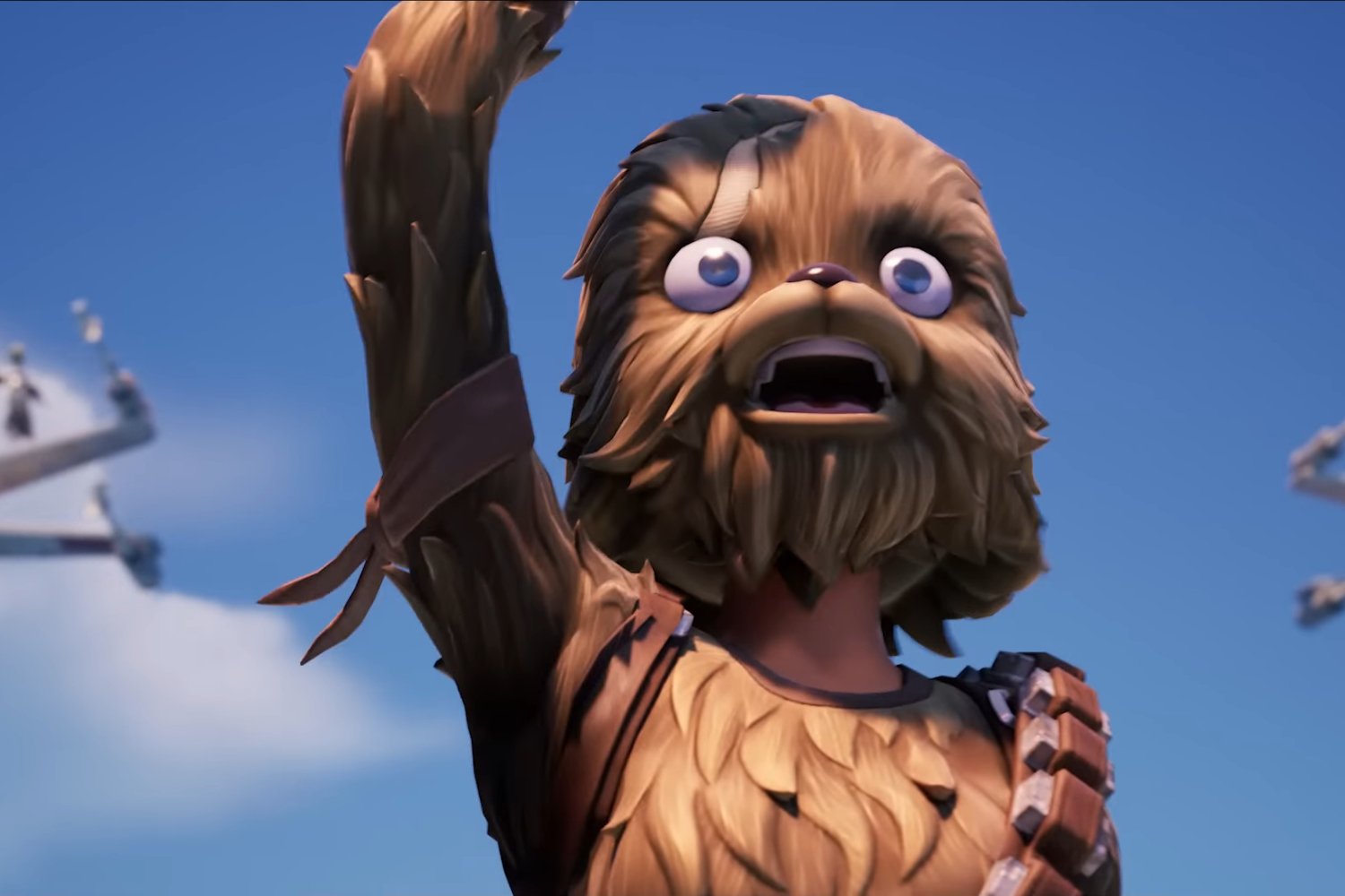 Fortnite, Star Wars, Tales of the Underworld, Disney+, Fortnite Galactic Battle, Fortnite event, Star Wars Watch Party, Asajj Ventress, Darth Vader, Palpatine, Rey, Mace Windu, lightsabers, TIE Fighters, X-Wings, Star Destroyers, Storm Troopers, Poe Dameron, General Grievous, Apprentice Evie, Wookiee skin, Fortnite skins, Fortnite battle pass, video game, battle royale, cross-promotion
