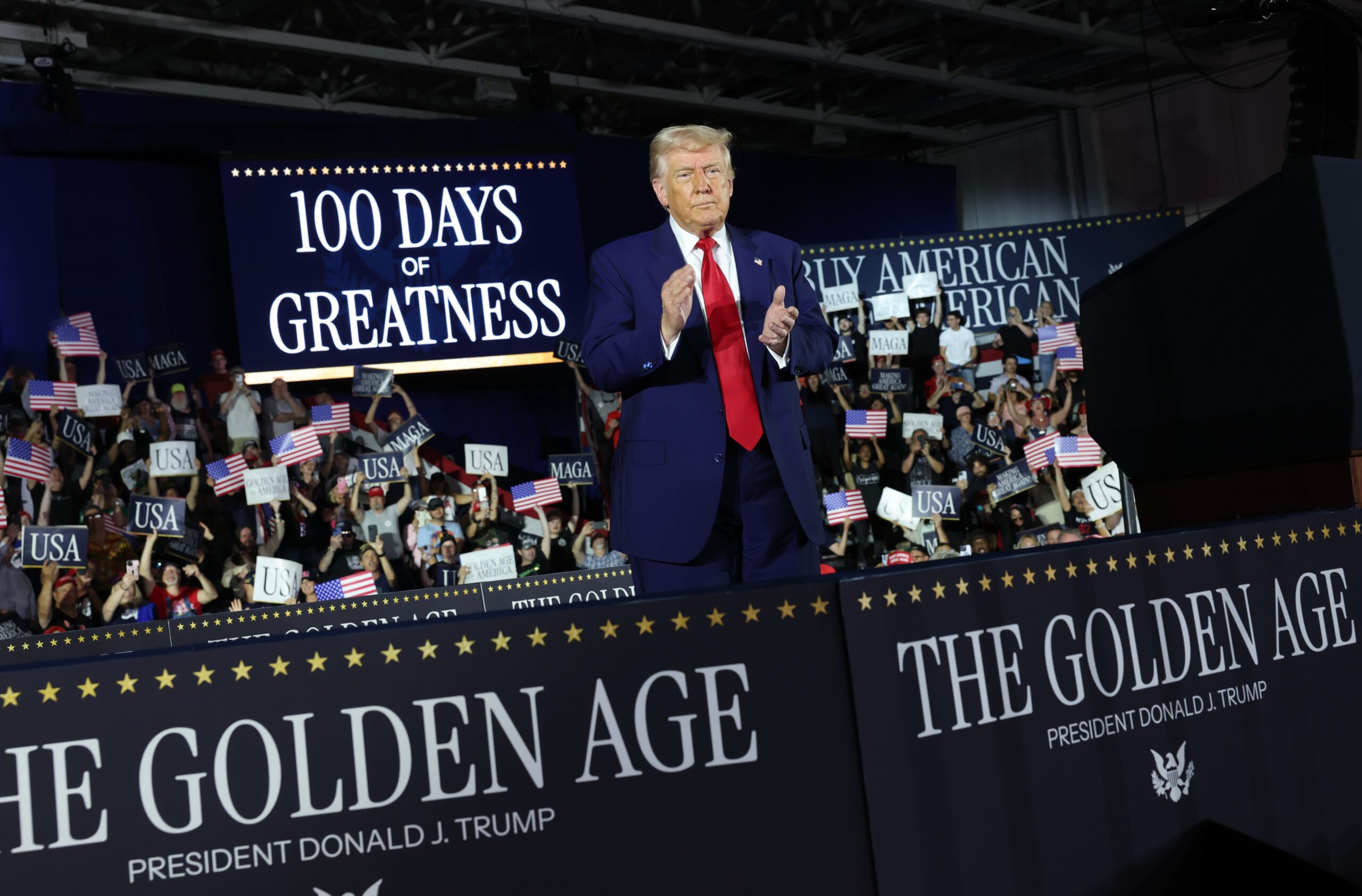 Donald Trump, approval rating, second term, polling data, 100 days, economy, immigration, trade wars, Kathryn Palmer, USA TODAY
