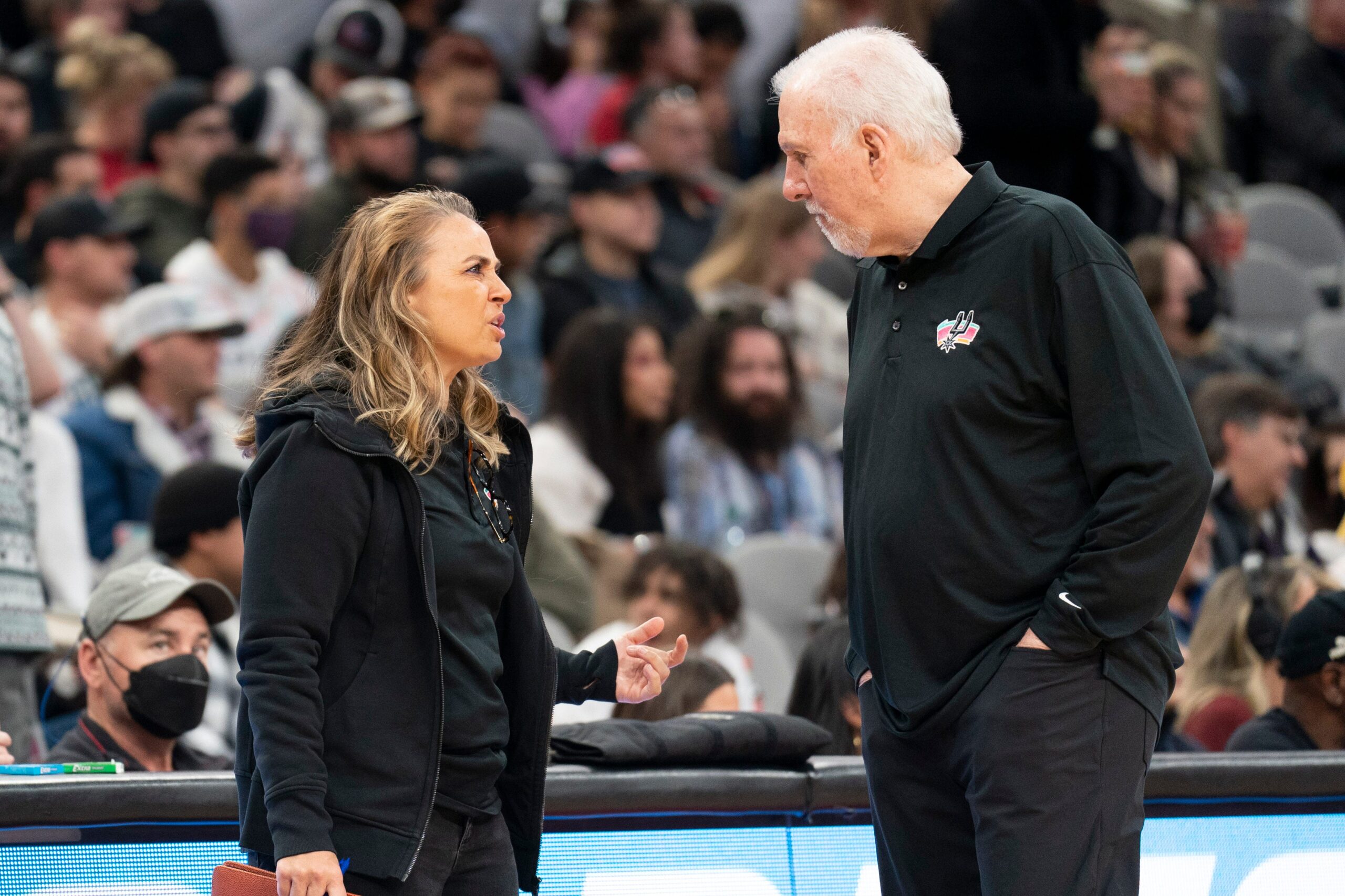 Becky Hammon, Gregg Popovich, San Antonio Spurs, Las Vegas Aces, NBA, WNBA, basketball, coaching, head coach, mentorship, Mitch Johnson, female coach, leadership, legacy, sports, news.
