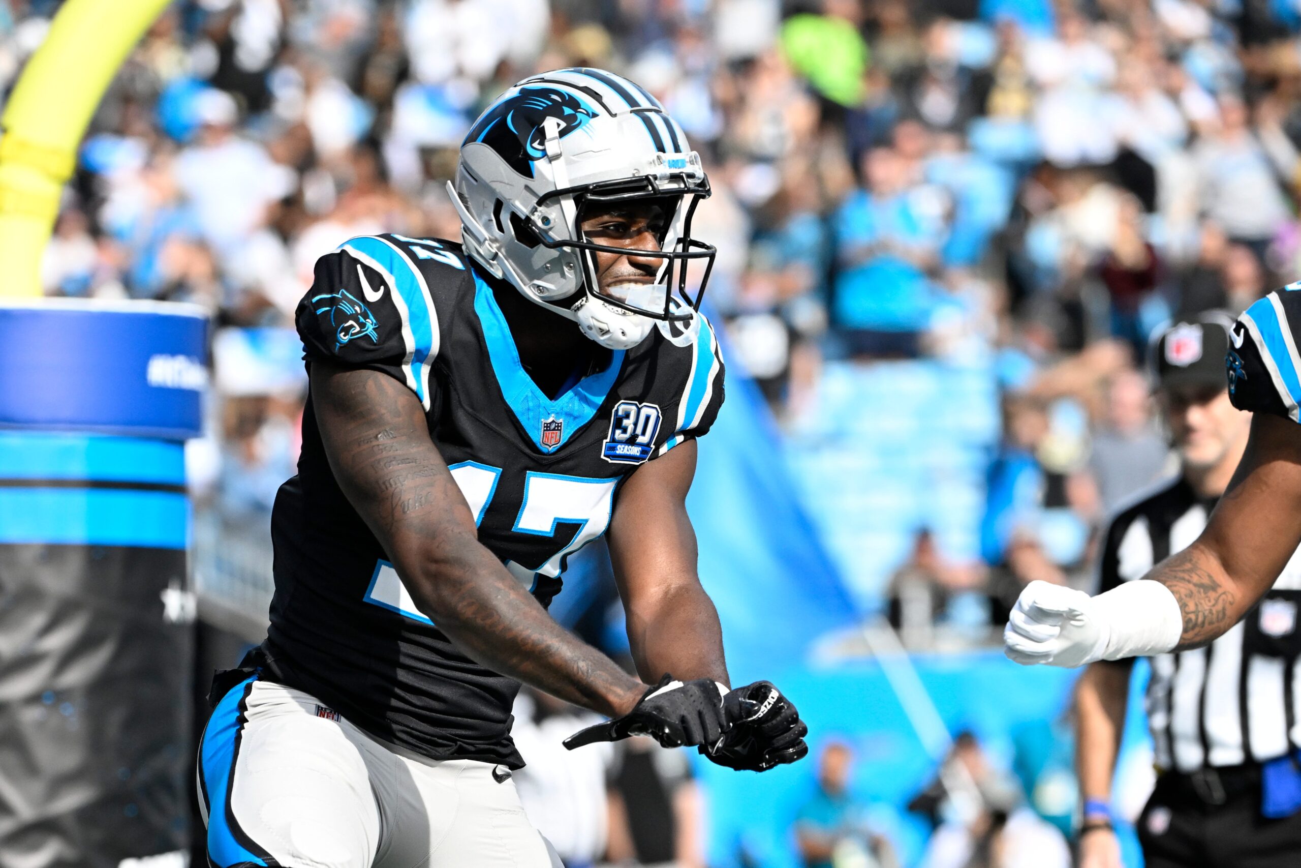 Xavier Legette, Carolina Panthers, NFL, Kentucky Derby, horse racing, social media correspondent, Dolla Bill, touchdown celebration, Mullings South Carolina, horse stable, Churchill Downs, Kay Adams, FanDuel TV, NFL draft
