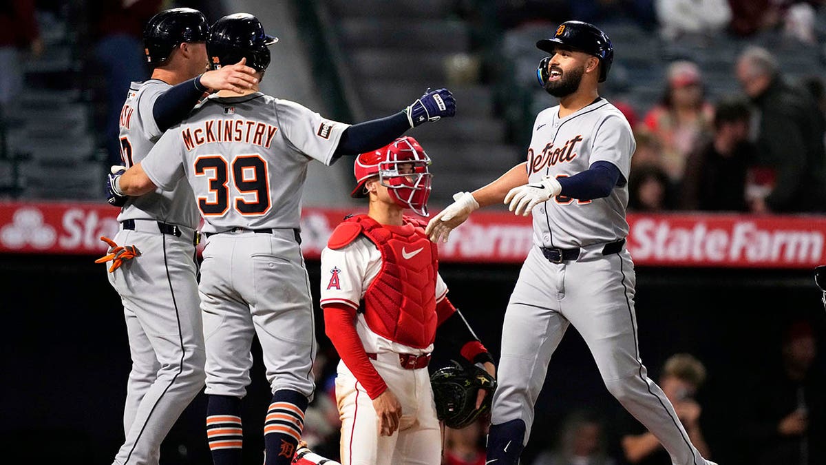 Riley Greene, Detroit Tigers, MLB, home run, ninth inning, history, Kenley Jansen, Jake Eder, Los Angeles Angels, baseball, Magglio Ordonez, Al Kaline, Tigers, American League, sports
