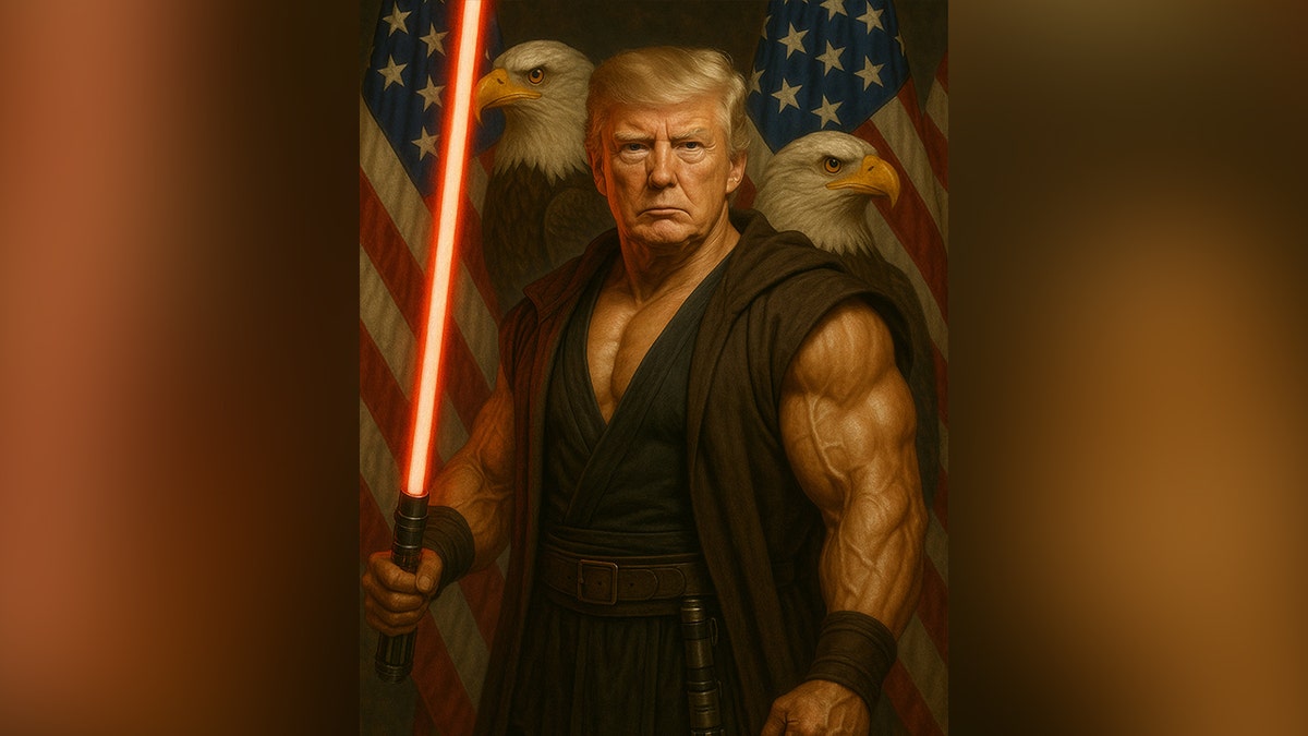 White House, Donald Trump, Star Wars, May the Fourth, Lightsaber, Radical Left, AI-Generated Image, Social Media, Politics, Republican Party, U.S. Army Pacific, Jedi, Sith, Darth Vader, Grok, X, Twitter, MS-13, Red Lightsaber, American Flag, Bald Eagles, Fox News, Wookieepedia, Star Wars Day, May 4th
