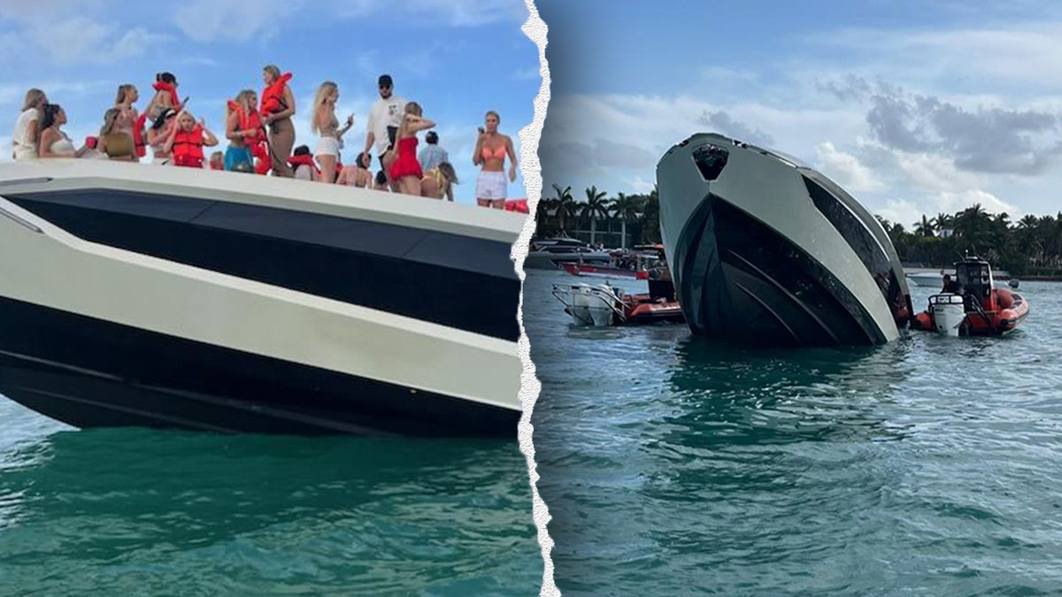 Luxury yacht sinking, Miami Beach, Tecnomar for Lamborghini, yacht rescue, Flagler Monument Island, Biscayne Bay, U.S. Coast Guard, boat accident, overcapacity, Formula One Miami Grand Prix, Florida Fish and Wildlife Conservation Commission, yacht investigation, Italian Sea Group, Lamborghini Miami, Miami International Autodrome
