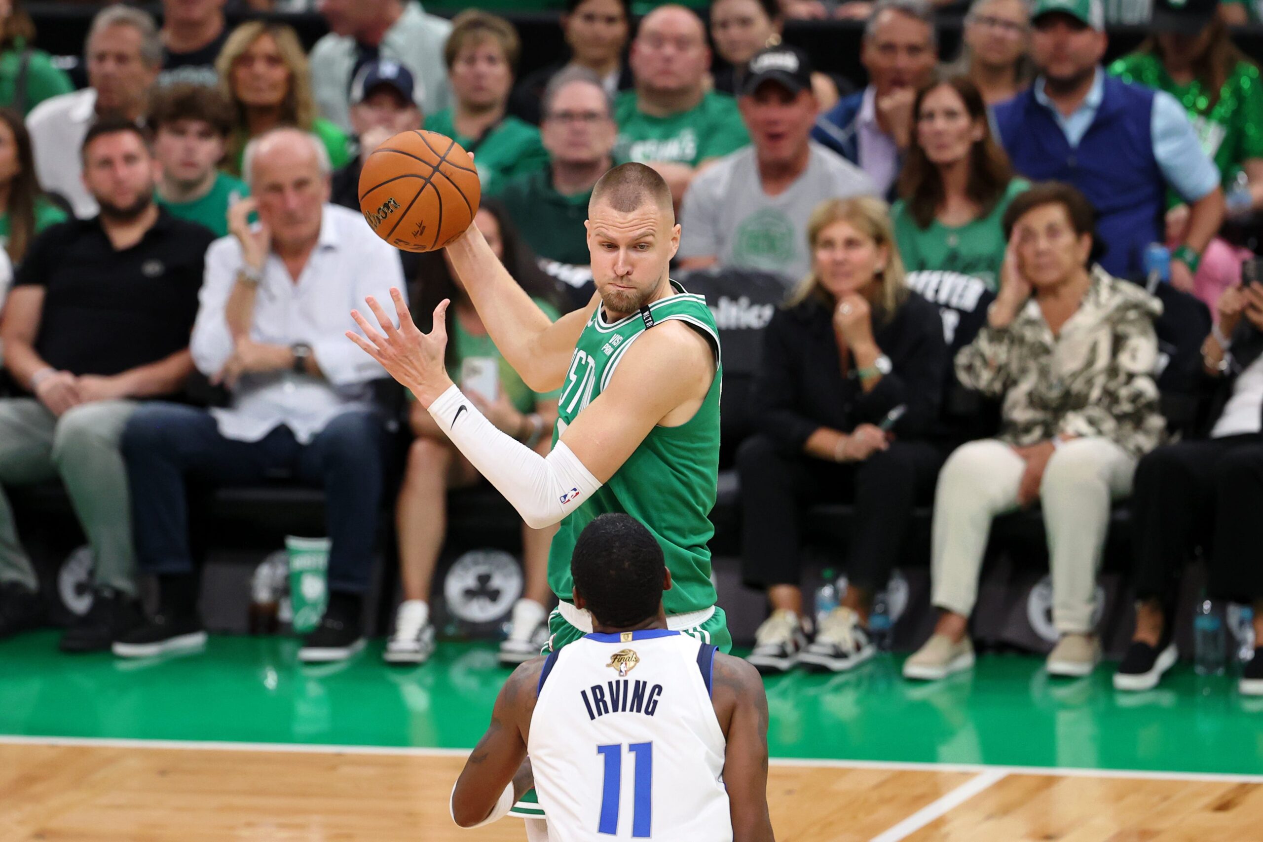 Kristaps Porzingis, Boston Celtics, Injury, Illness, NBA Playoffs, Eastern Conference Semifinals, New York Knicks, Game 1, Injury Report, Rebounds, Scoring, Health, USA TODAY, Sports, Basketball
