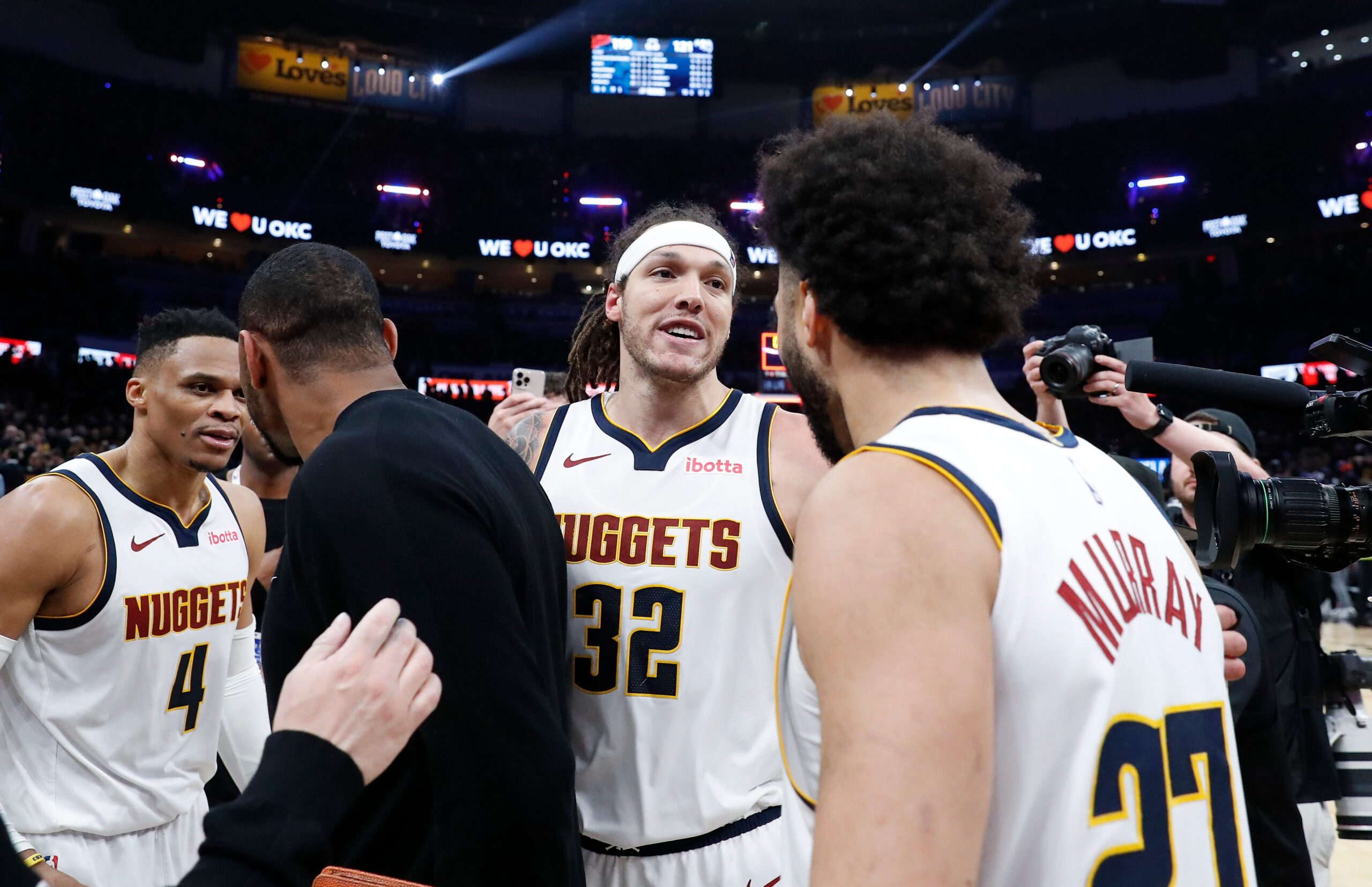 Denver Nuggets, Oklahoma City Thunder, NBA Playoffs, Aaron Gordon, Nikola Jokic, Russell Westbrook, Game 1, Western Conference, Second Round, David Adelman, Mark Daigneault, Shai Gilgeous-Alexander, Chet Holmgren, Christian Braun, Luguentz Dort, Alex Caruso, Game-Winning Shot, Comeback, Flagrant Foul, Playoff Bracket, 2025 Schedule, Scores
