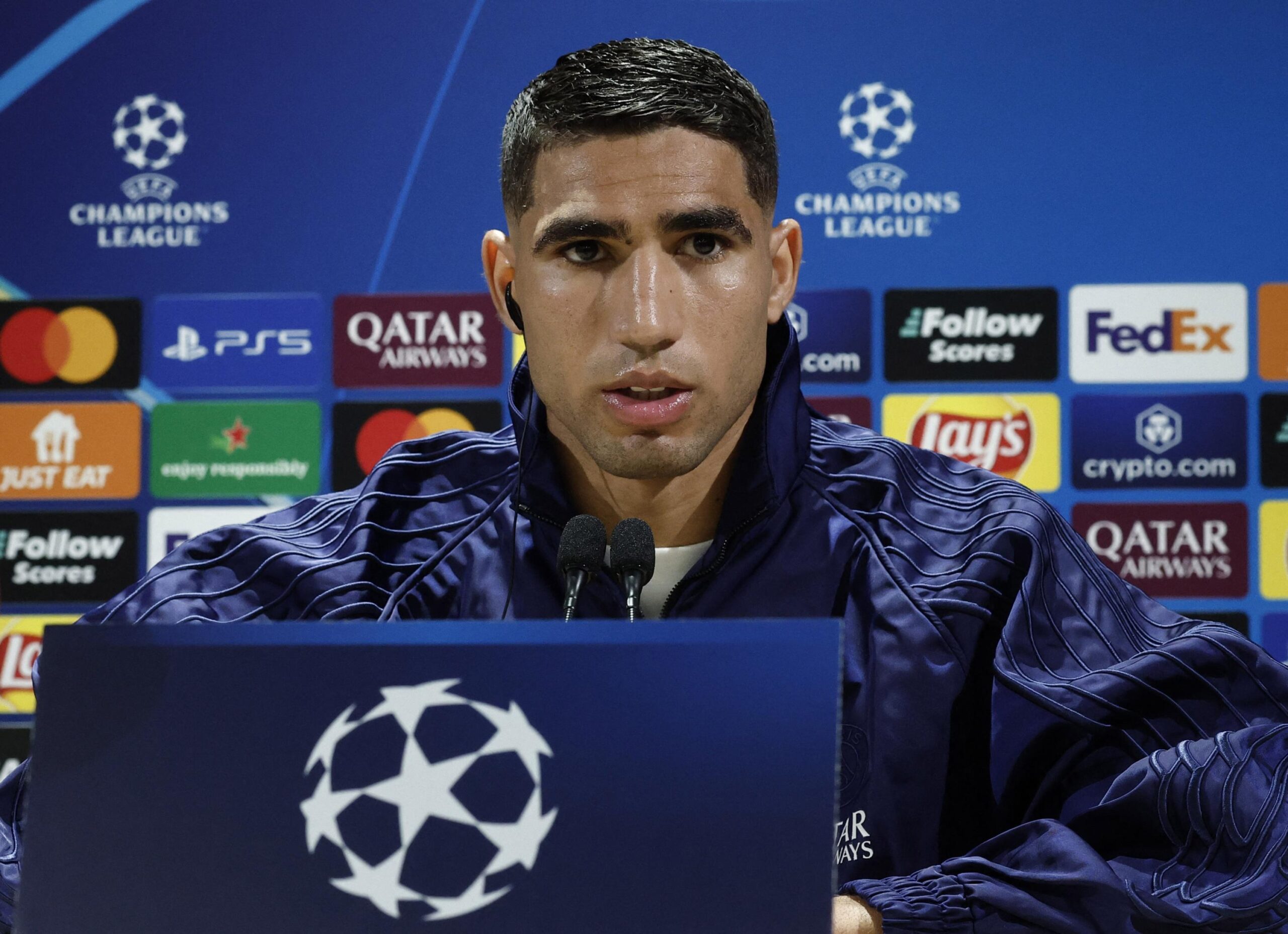 PSG, Paris Saint-Germain, Arsenal, Champions League, semi-final, football, soccer, Achraf Hakimi, Luis Enrique, Ousmane Dembélé, Gigio Donnarumma, supporters, Parc des Princes, match preview, interview, tactics, team spirit, collective strength, Moroccan player
