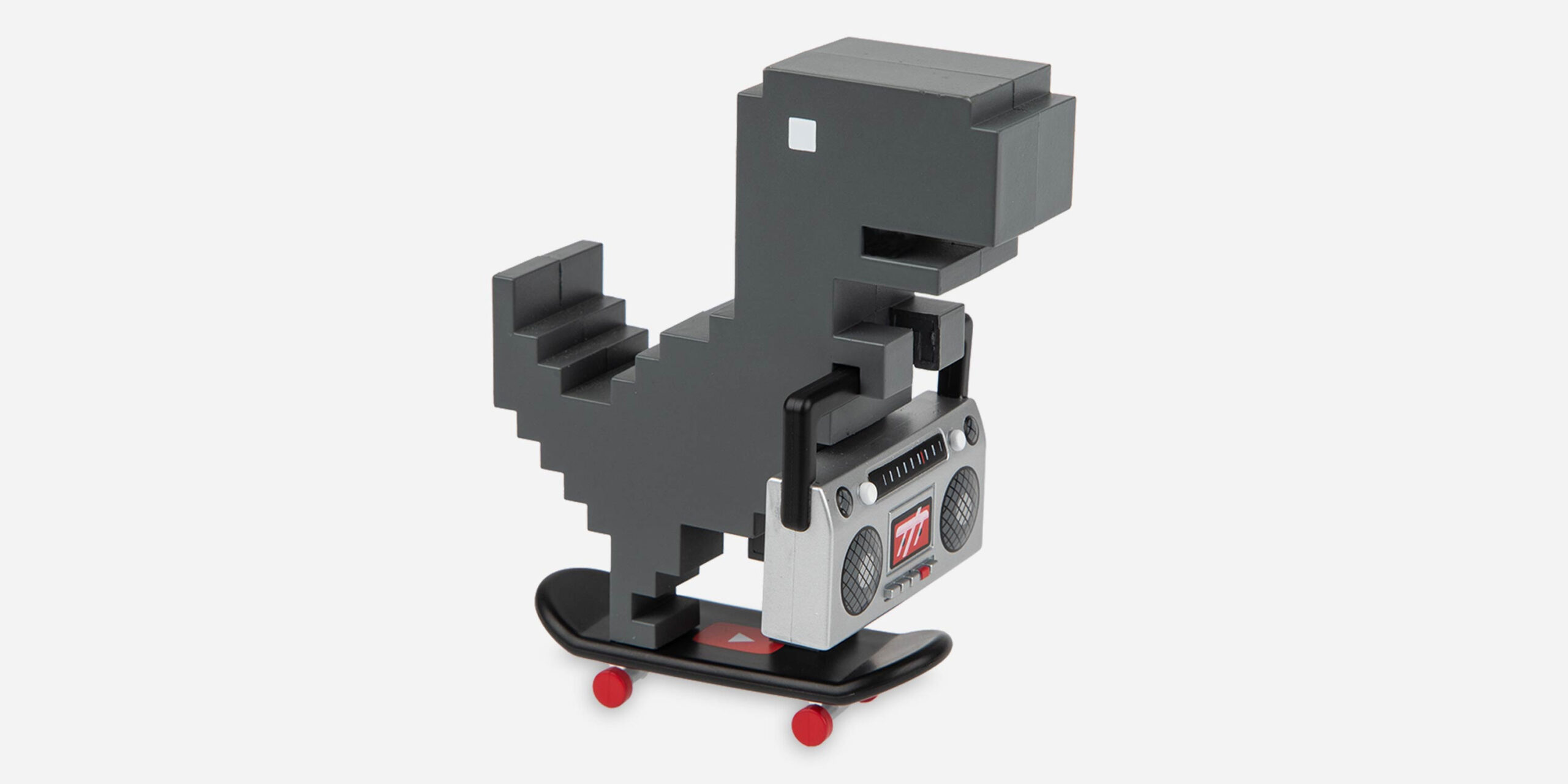 Google, Chrome Dino, YouTube, Skateboard, Accessory Pack, Merch Store, Boombox, Google Merchandise, Chrome Dino Figure, YouTube Skater, Tech, Gadgets, Collectibles
