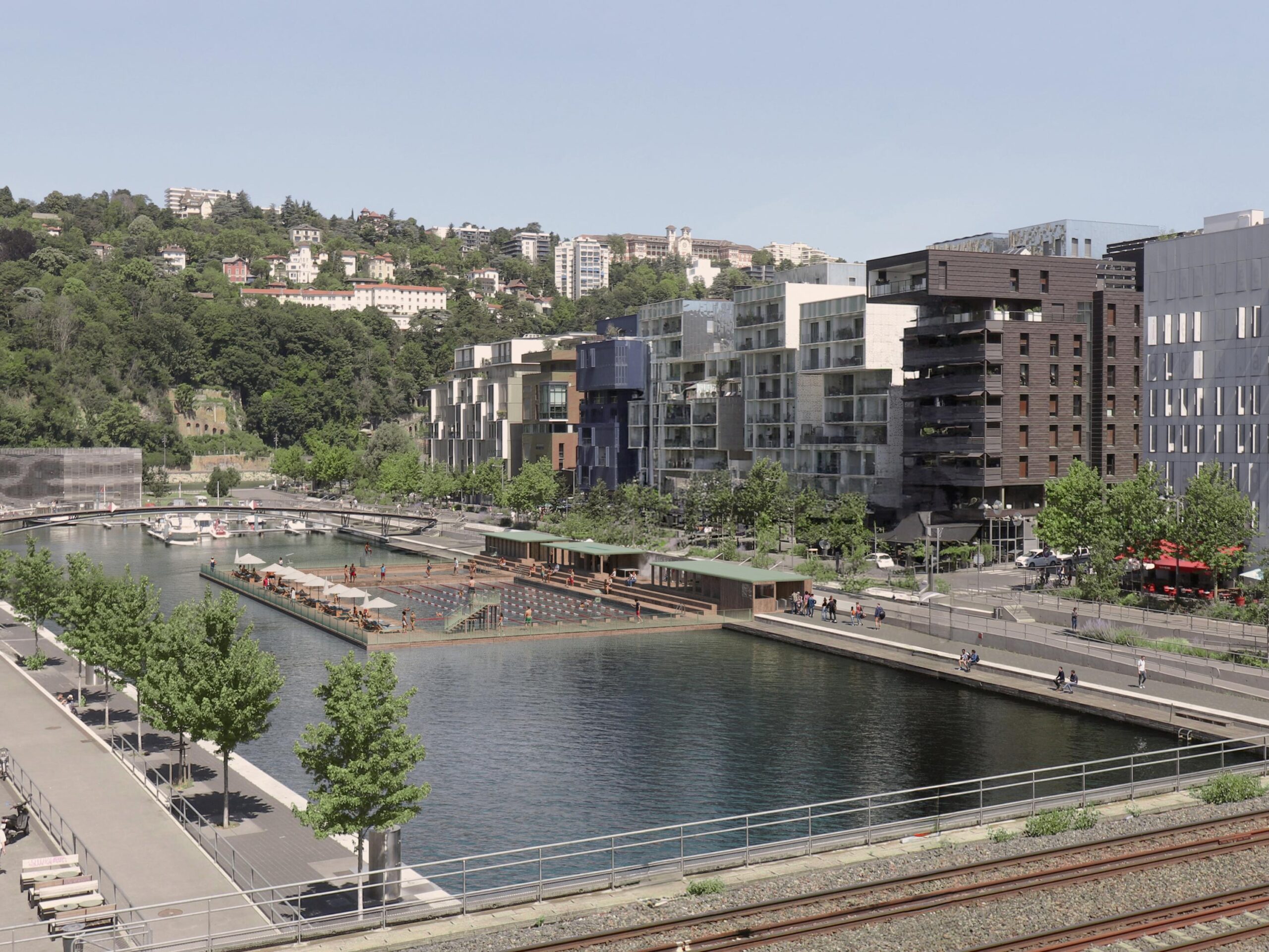 Lyon, Rhône, Saône, baignade, swimming, Confluence, darse, plan, piscine, summer, canal de l'Ourcq, Paris, water quality, Agence Régionale de Santé, métropole de Lyon, swimming pool, river swimming
