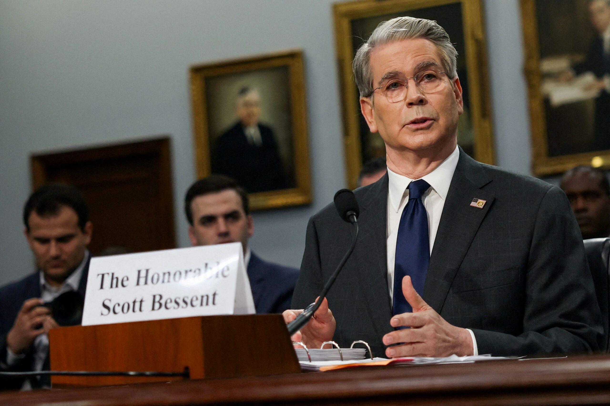 Scott Bessent, Treasury Secretary, Trump Administration, tariffs, trade deals, China, IRS, debt ceiling, recession, U.S. debt, economic policy, House subcommittee, David Joyce, Steve Womack, Steny Hoyer, Chuck Edwards, GDP, budget, negotiations, Republican, Congress
