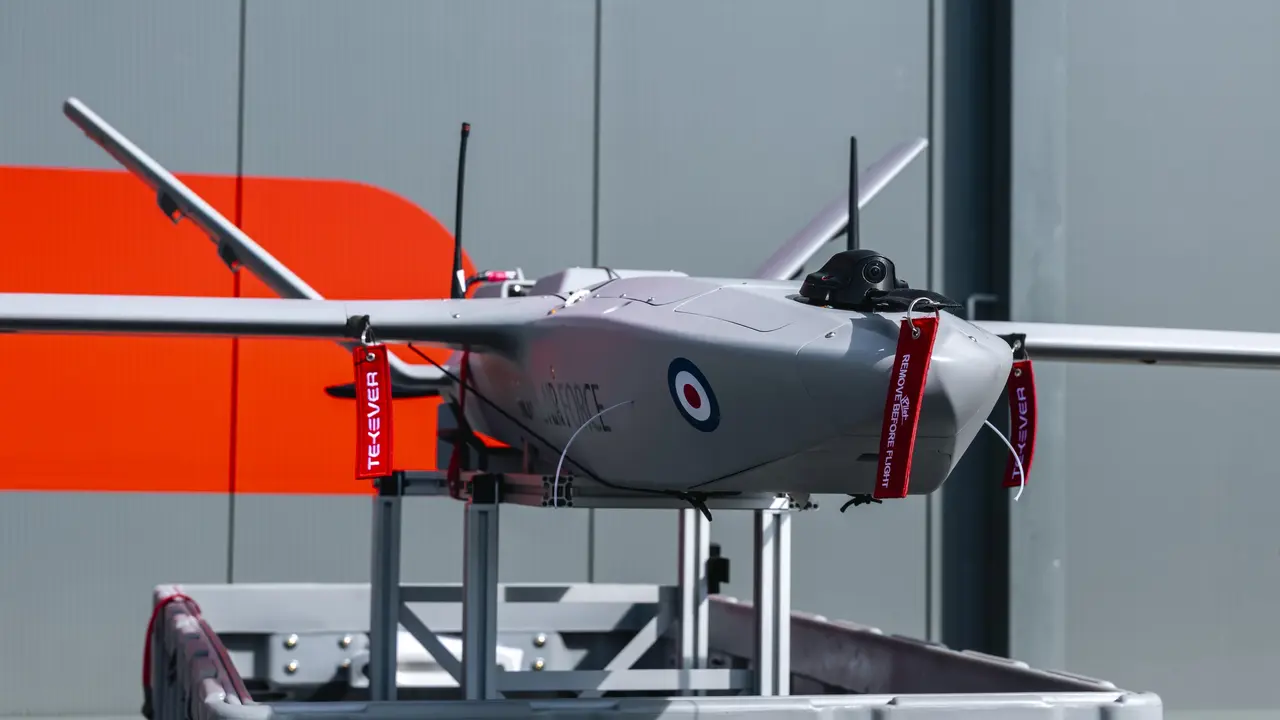 StormShroud, Royal Air Force, RAF, autonomous air vehicle, UAV, Tekever AR3, Leonardo UK BriteStorm, electronic warfare, radar deception, fighter jet protection, Eurofighter Typhoon, F-35 Lightning, SEAD, suppress enemy air defenses, autonomous flight, electronic warfare environments, Ukraine war experience, swarm technology, RF environments, survival rate, Collaborative Combat Aircraft, Sixth Generation Fighter Aircraft Project, GCAP, UK, Japan, Italy

