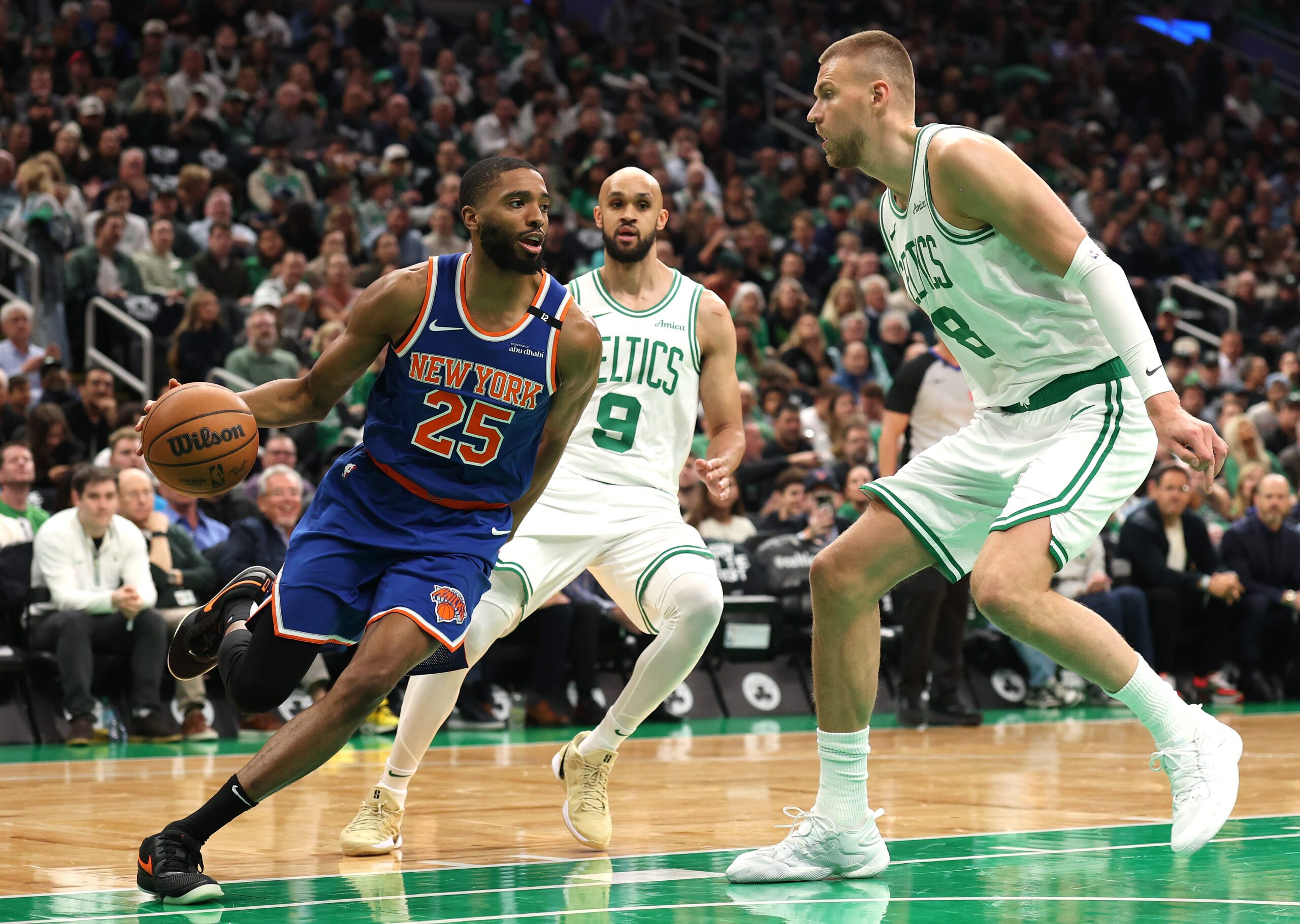 Boston Celtics, Kristaps Porzingis, Sam Hauser, Injury Report, Game 2, New York Knicks, NBA Playoffs, Joe Mazzulla, Celtics Injury, Porzingis Illness, Hauser Ankle Sprain, Celtics Depth, Game 1 Loss, Basketball, Sports News
