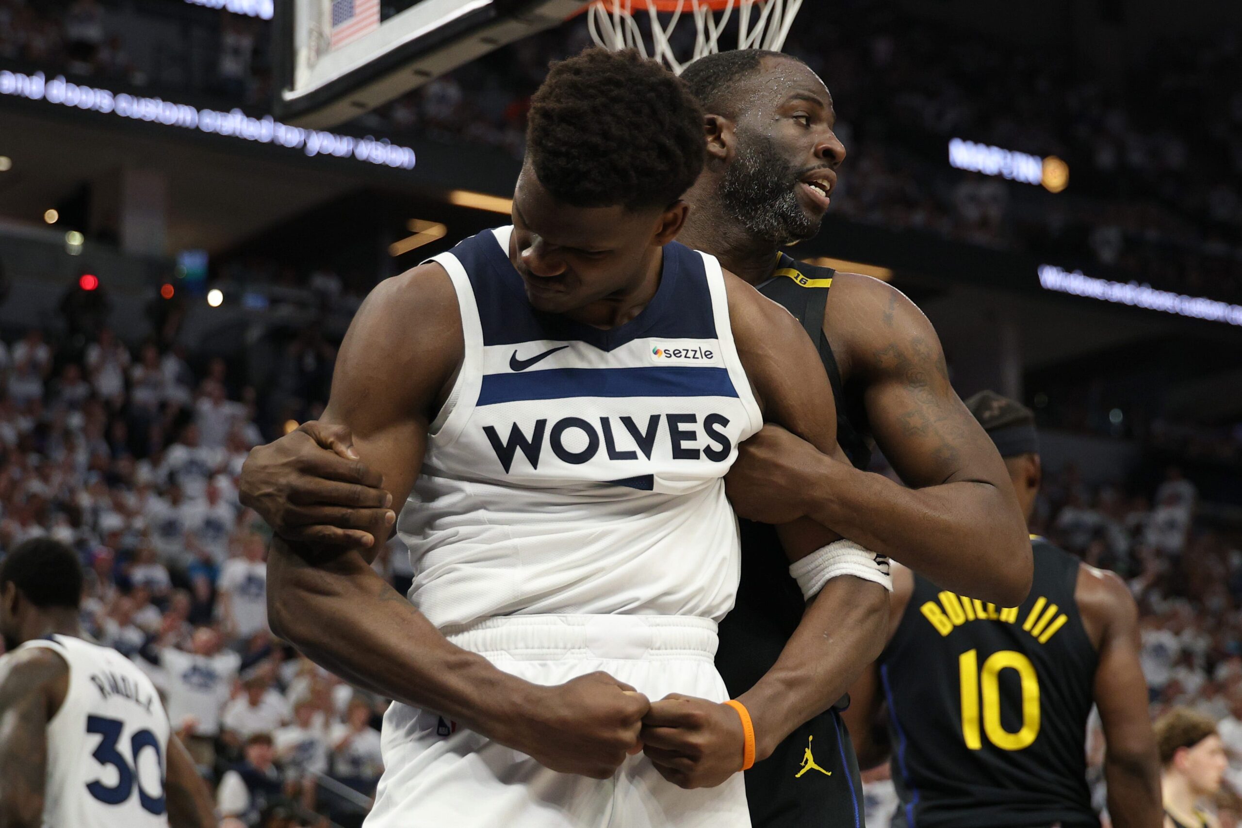 Buddy Hield, Golden State Warriors, Steph Curry injury, NBA Playoffs, Western Conference Semifinals, Timberwolves, Game 1, Draymond Green, Jimmy Butler, Anthony Edwards, NBA history, road team victory, Game 2 preview
