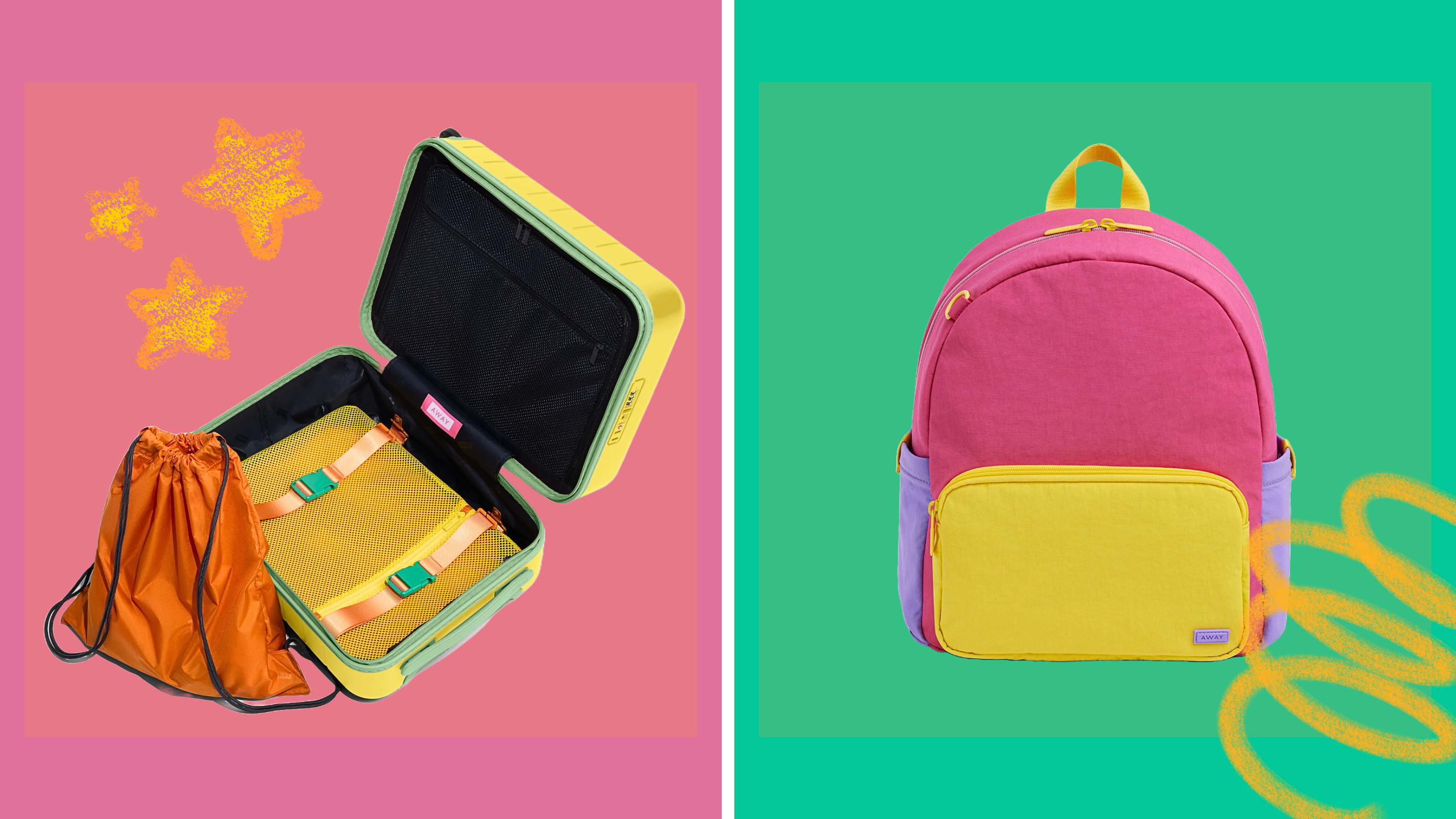 Away Kids Collection, kids luggage, children's luggage, travel with kids, family vacation, kids carry-on, kids backpack, packing cubes, travel accessories, Away luggage, travel deals, family travel, organized travel, stylish travel, best-selling luggage
