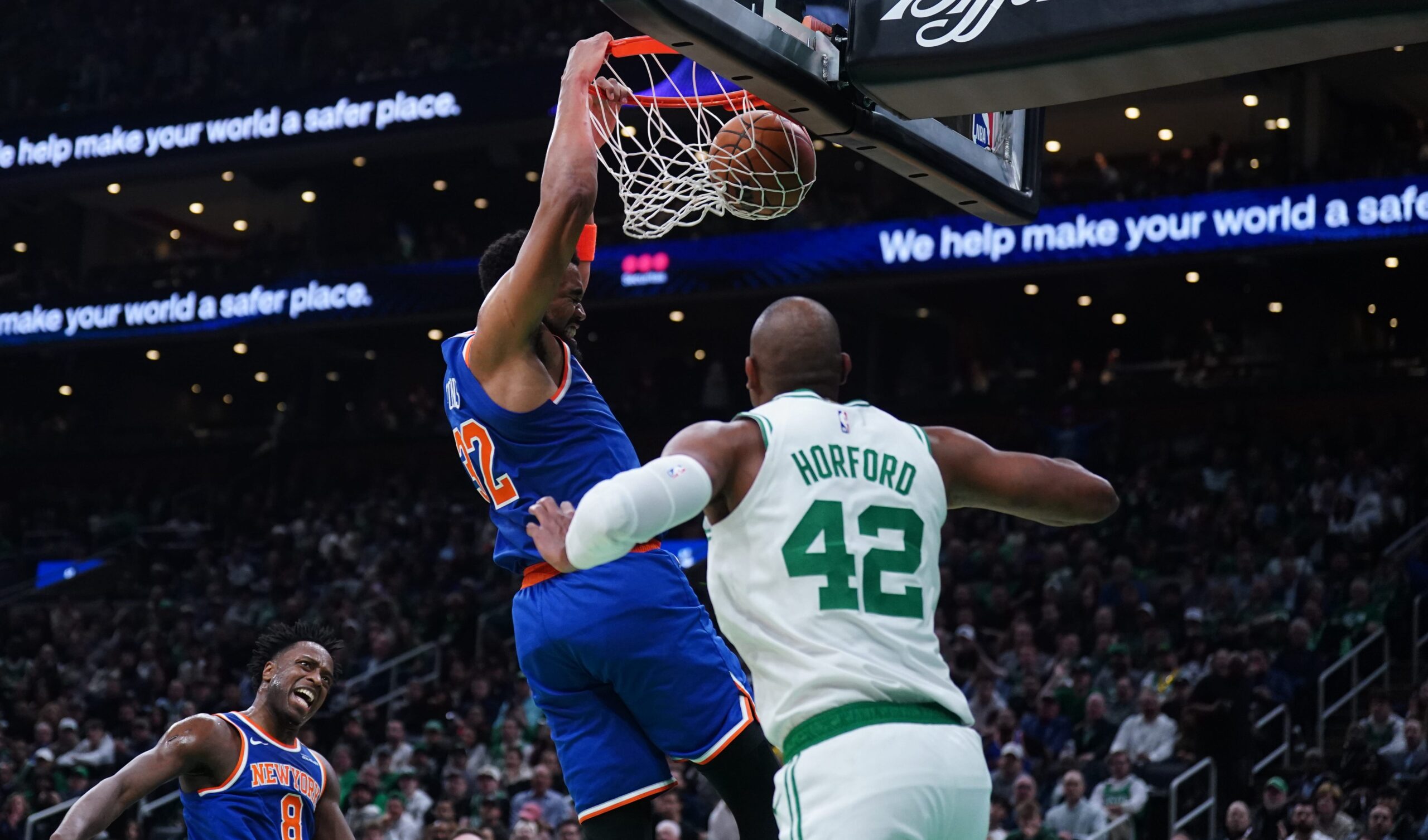Boston Celtics, New York Knicks, NBA Playoffs, Eastern Conference Semifinals, Game 1, Game 2, Comeback, Upset, 3-Point Shooting, TD Garden, May 7, Series Lead
