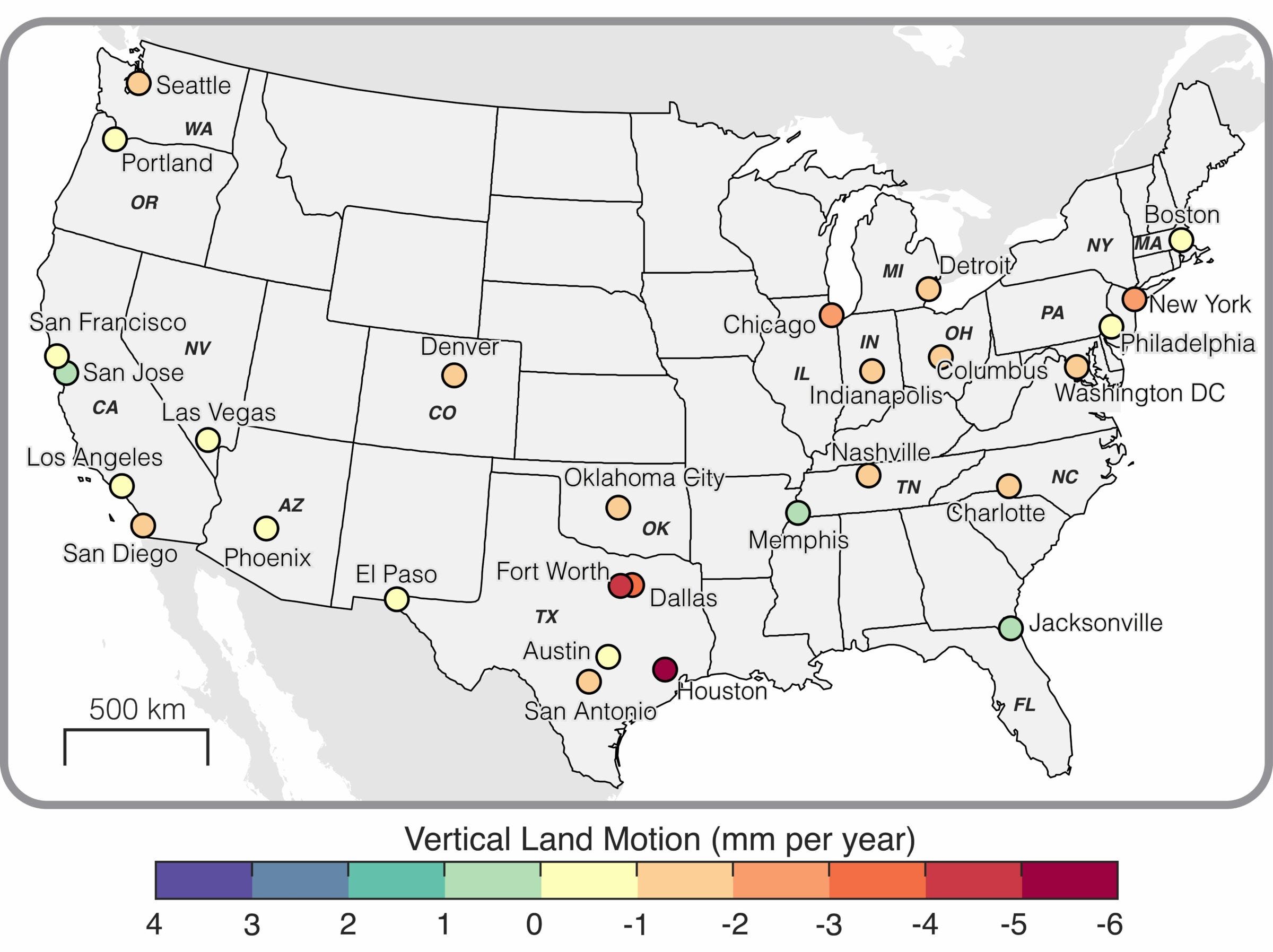 land subsidence, sinking cities, groundwater extraction, urban planning, infrastructure, hazard preparedness, Houston, Texas, Fort Worth, Dallas, satellite data, Leonard Ohenhen, Lamont-Doherty Earth Observatory, aquifer, sea level rise, climate change, drought, Nature Cities, structural integrity, flood risk
