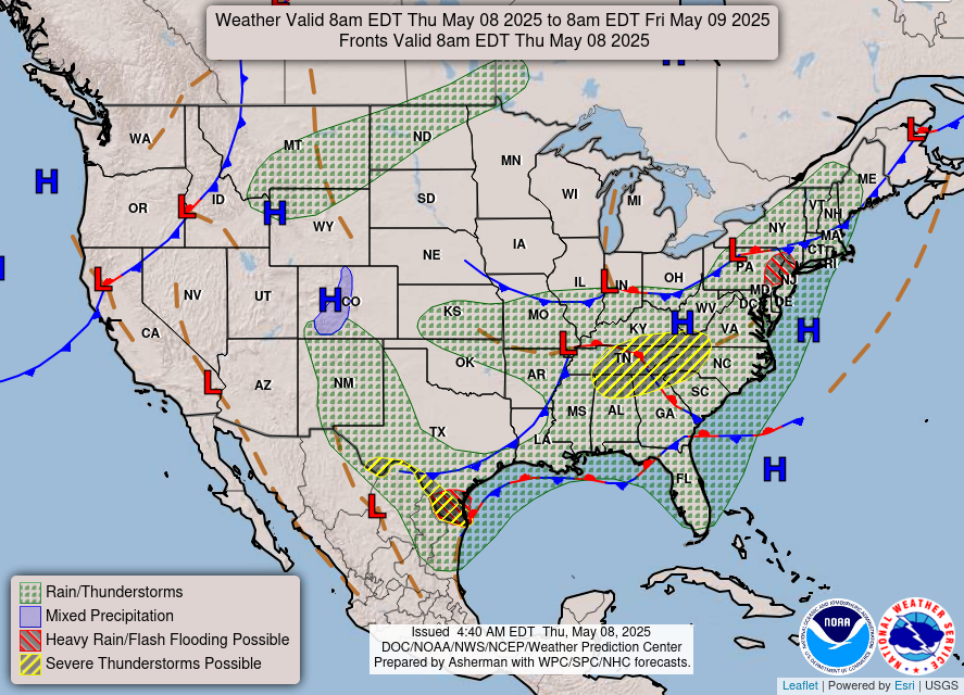 Heavy rainfall, flash flooding, thunderstorms, Northeast flood watch, New York, Vermont, Massachusetts, Connecticut, Ohio Valley, Gulf Coast, Texas, severe storms, weather service, May 8
