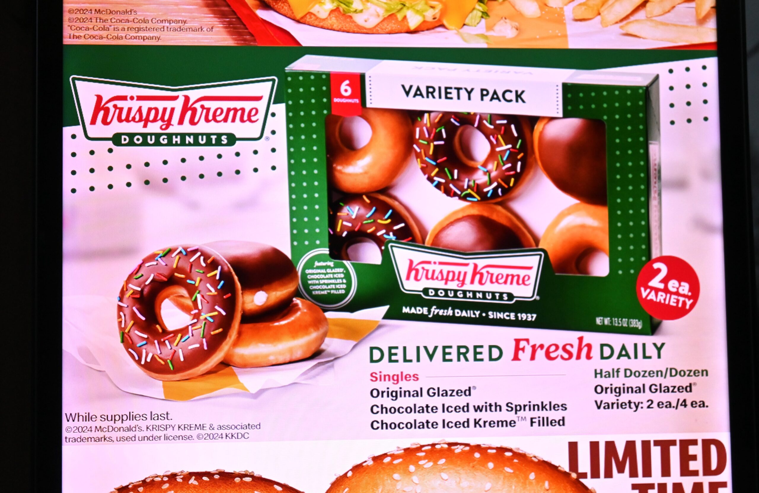 Krispy Kreme, McDonalds, doughnut partnership, reassessment, paused rollout, net revenue decline, Insomnia Cookies, Original Glazed Doughnut, Chocolate Iced with Sprinkles Doughnut, Chocolate Iced Kreme Filled Doughnut, Josh Charlesworth, market expansion, pilot program, participating locations, nationwide availability, fast food, breakfast, dessert
