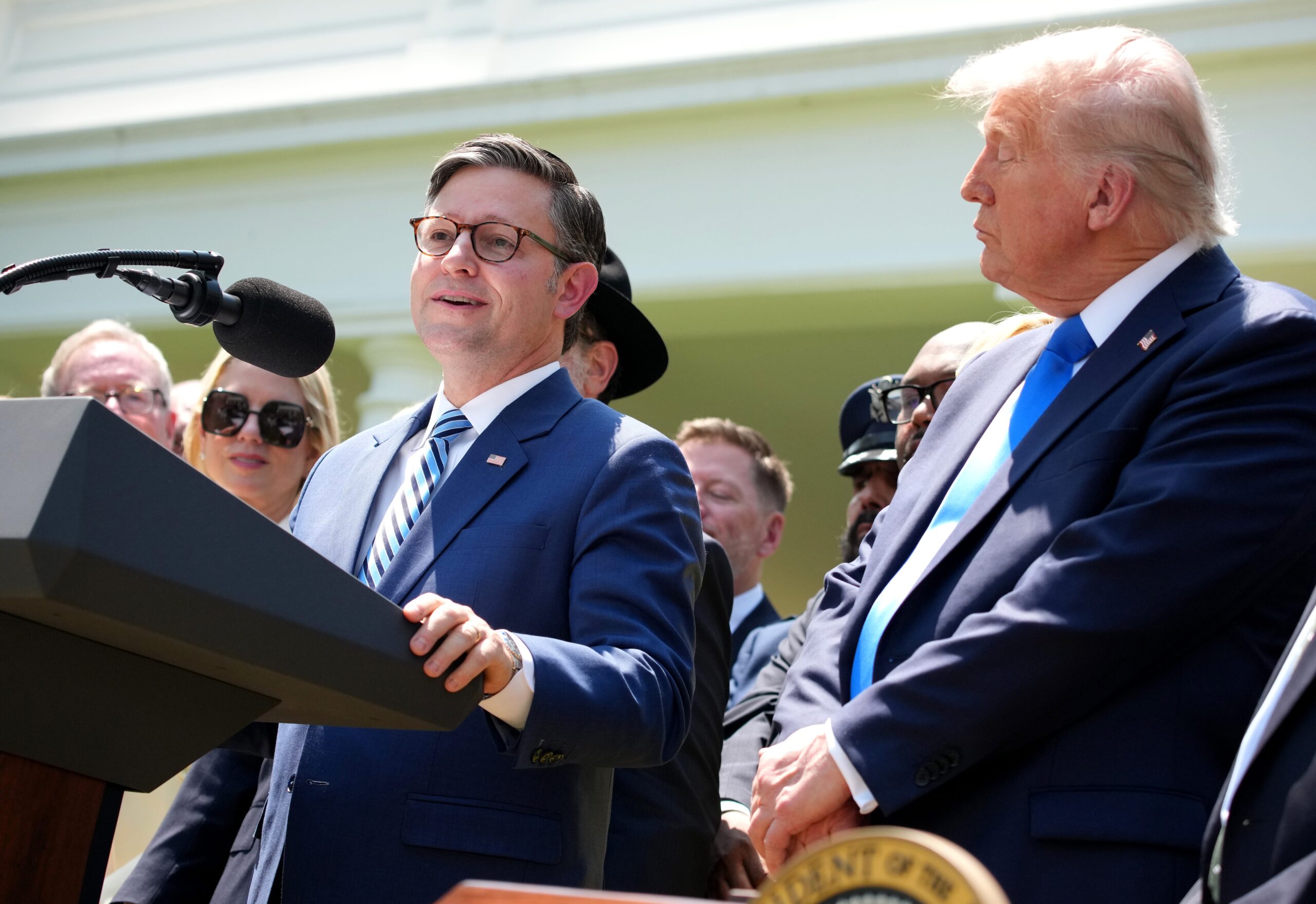 Mike Johnson, Donald Trump, Tax cuts, Government spending, Federal deficit, Republican party, House Speaker, Medicaid, SALT deduction, Debt ceiling, Fiscal conservatives, Legislation, Congress, House of Representatives, Senate, Budget, Politics, Policy, Negotiations, Compromise, Gridlock
