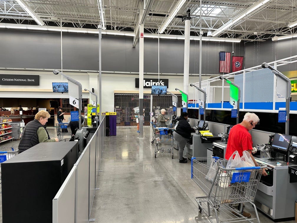 Self-checkout, grocery stores, retail, theft, shrink, shoplifting, Target, Walmart, Dollar General, Five Below, Sam's Club, Scan & Go, customer experience, retail technology, checkout lanes, cashier, automation, consumer behavior, retail trends, loss prevention
