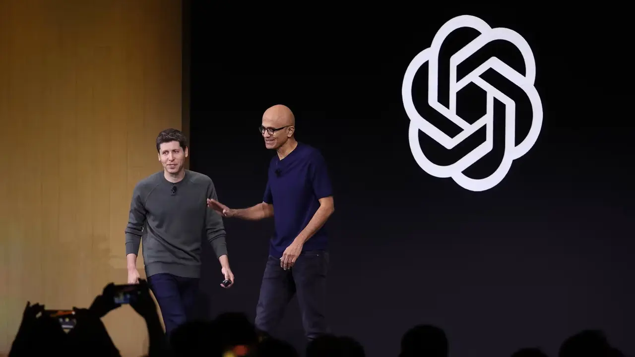 OpenAI, Microsoft, revenue sharing, Sam Altman, artificial intelligence, AI, corporate structure, partnership, agreement, Bloomberg, commercial partners, data center, SoftBank, Oracle, technology, finance, business, investment
