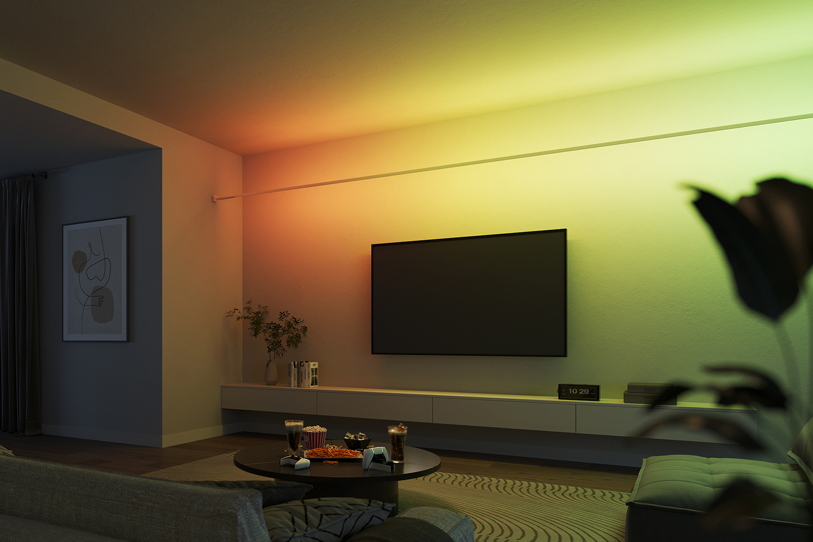 Govee Skyline Kit, smart lighting, LED strip light, RGBWWIC, accent lighting, home improvement, installation, review, Govee app, smart home, lighting scenes, Christopher Null, TechHive, wire strip, mounting, lighting technology
