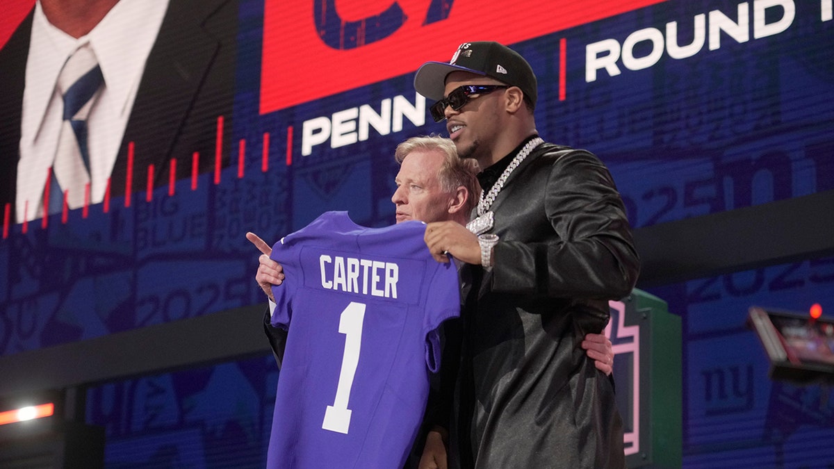 Abdul Carter, New York Giants, jersey number, Lawrence Taylor, Phil Simms, No. 56, No. 11, No. 51, retired numbers, NFL, football, rookie minicamp, Zak DeOssie, Azeez Ojulari, Malik Nabers, Ray Flaherty, number retirement, Giants history
