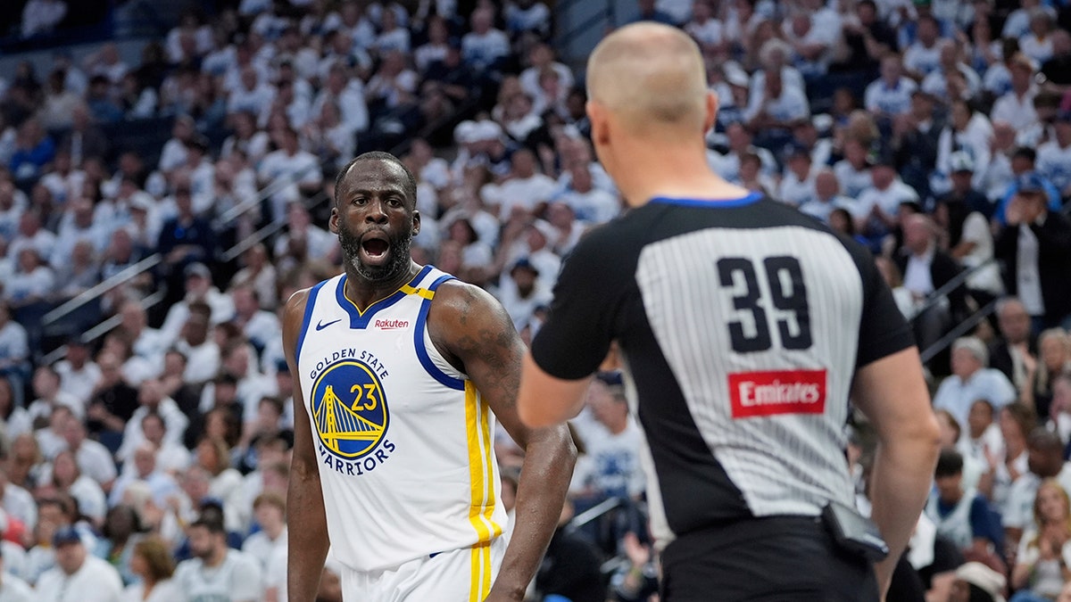Draymond Green, Golden State Warriors, NBA Playoffs, technical foul, suspension, Naz Reid, Minnesota Timberwolves, Steve Kerr, angry Black man, agenda, on-court behavior, Domantas Sabonis, Rudy Gobert, Jusuf Nurkic, Stephen Curry, Julius Randle, Anthony Edwards, playoff history, Cleveland Cavaliers, 2016 NBA Finals, Fox News Sports
