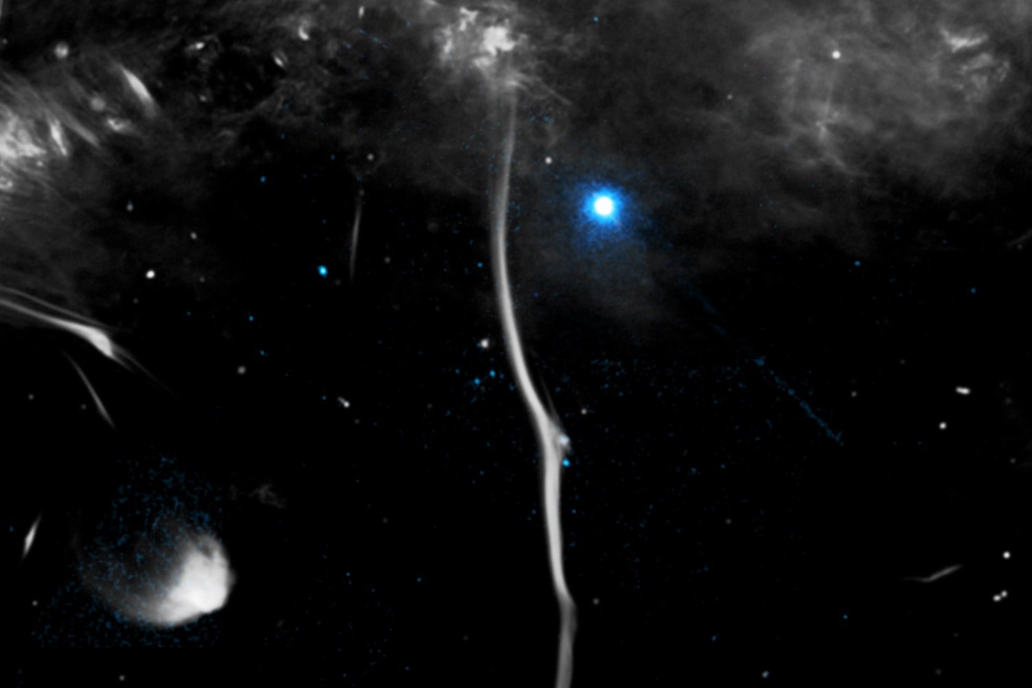 Galactic filament, Milky Way, G359.13, The Snake, Chandra Observatory, X-ray, neutron star, pulsar, magnetic field, MeerKAT radio array, fracture, cosmic collision, astronomy, astrophysics, space, supernova, Monthly Notices of the Royal Astronomical Society
