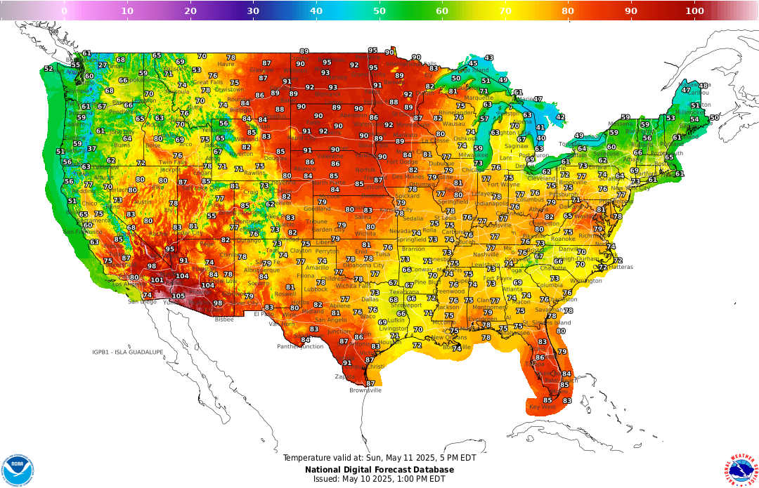 heat wave, Mother's Day, Midwest, Northern Plains, weather forecast, temperature anomalies, Southern California, Dakotas, Minnesota, National Weather Service, Texas, New York, cold temperatures, South, Northeast, showers, thunderstorms, Southeast, AccuWeather, Bernie Rayno, tornadoes

