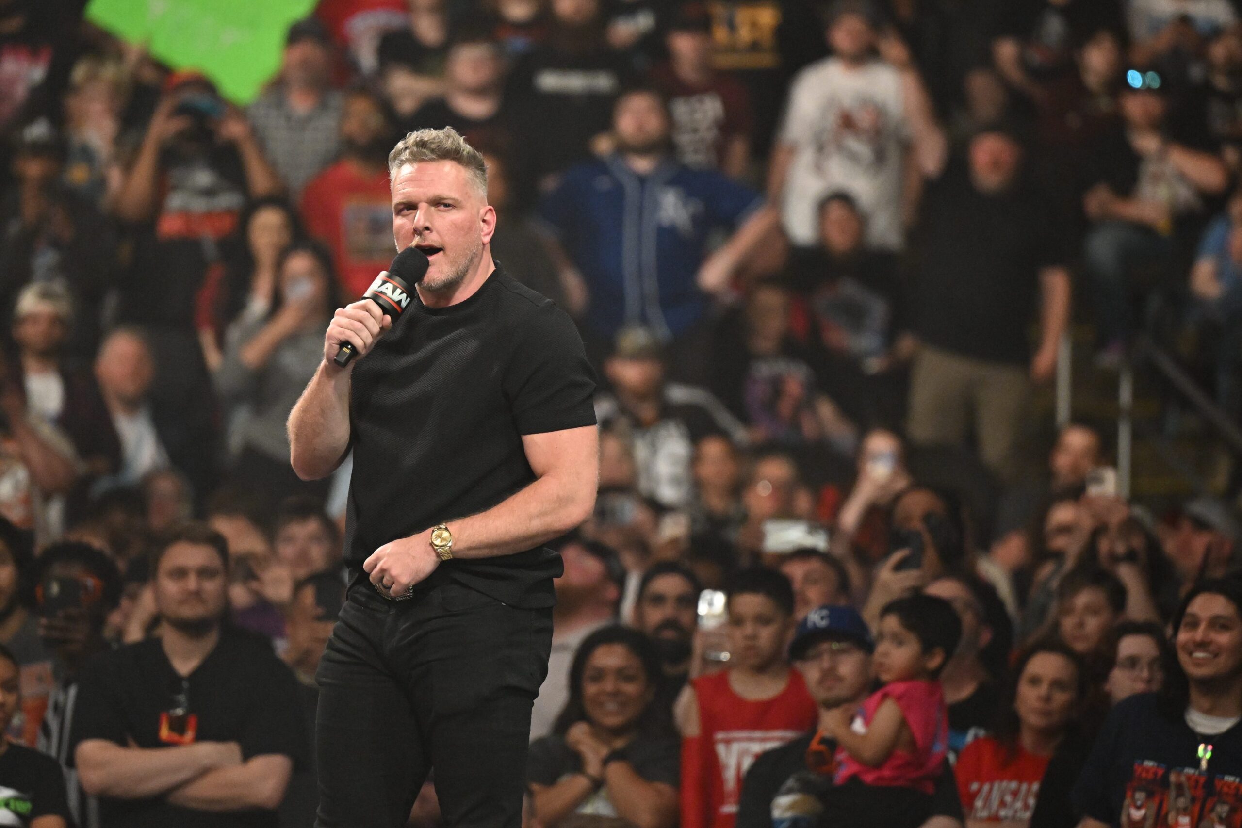 Pat McAfee, WWE Backlash 2025, Gunther, wrestling, WWE, Peacock, Netflix, match, feud, sports media, NFL, commentator, Michael Cole, The Ring General, May 10 2025, St. Louis
