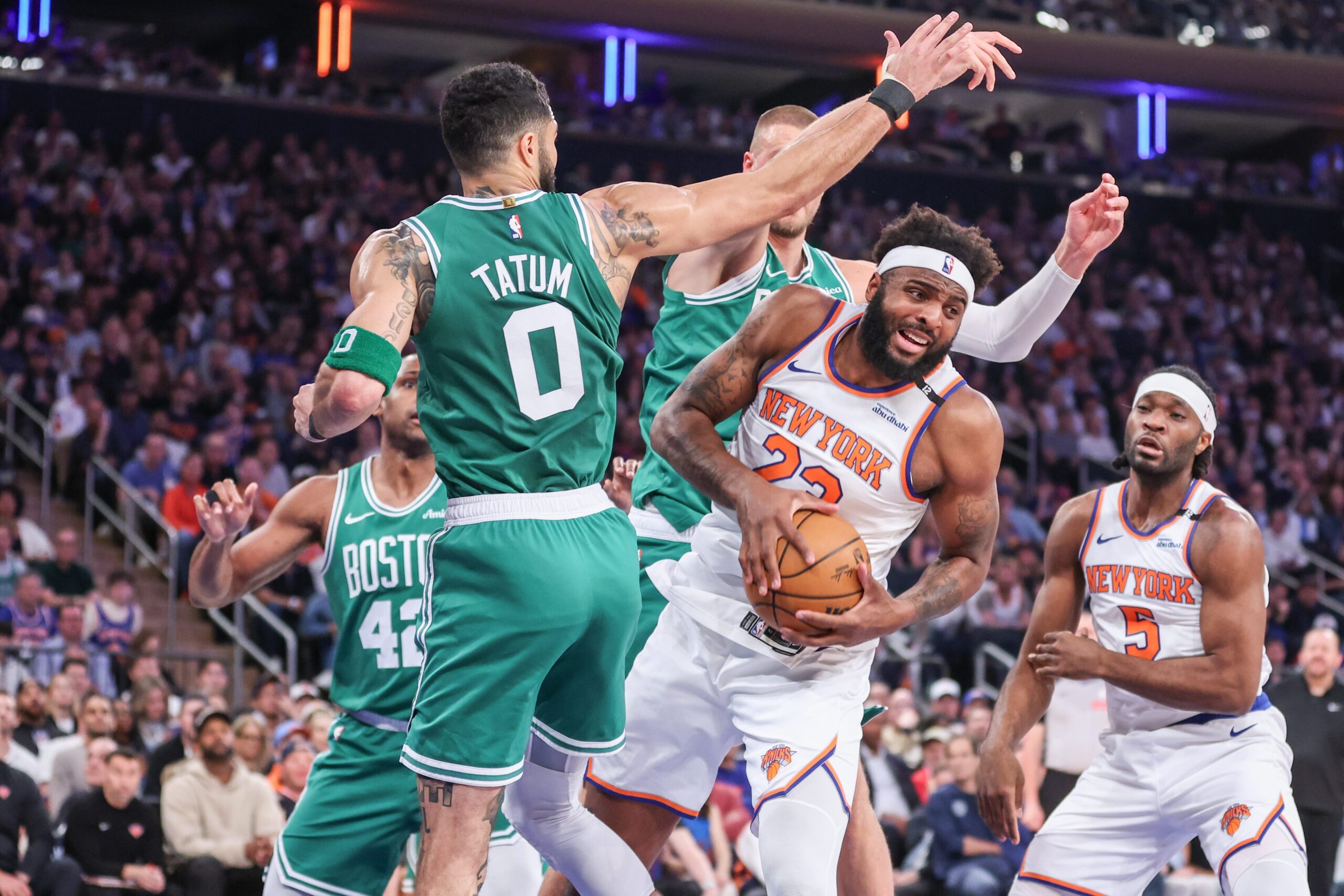 Boston Celtics, New York Knicks, NBA Playoffs, Eastern Conference Semifinals, Jayson Tatum, Payton Pritchard, Game 3, Basketball, Game Recap, Series 2-1, 3-Pointers, Shooting, Jalen Brunson, Karl-Anthony Towns, Madison Square Garden
