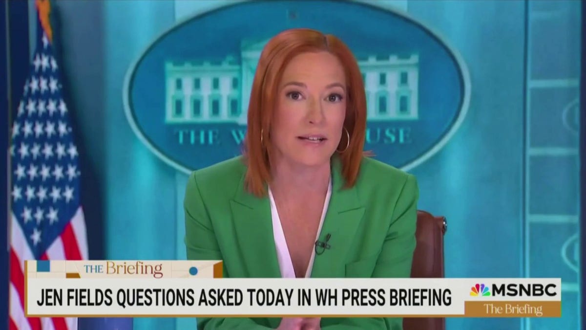 Jen Psaki, Karoline Leavitt, White House press briefing, MSNBC, The Briefing, Donald Trump, Eric Adams, Carla Hayden, Librarian of Congress, media bias, political commentary, news analysis, television ratings, viewership decline, cable news.
