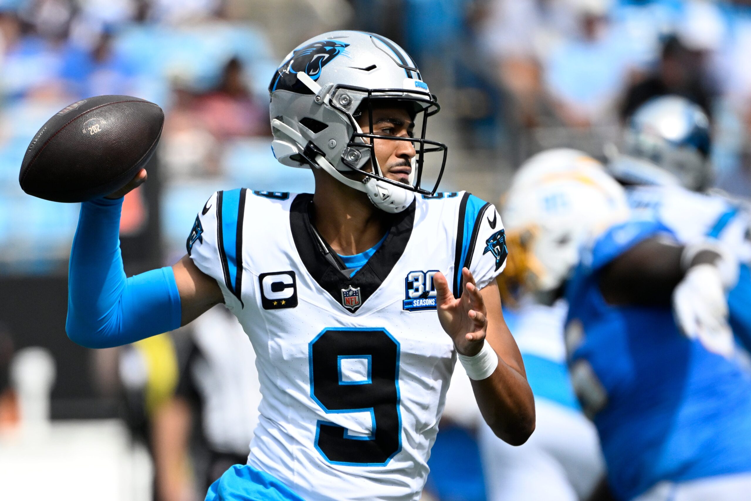 Carolina Panthers, Bryce Young, Dave Canales, NFL, NFC South, 2025 NFL Schedule, Tetairoa McMillan, Xavier Legette, Rico Dowdle, Chuba Hubbard, Derrick Brown, Jaycee Horn, Nic Scourton, Princely Umanmielen, NFL Draft, Free Agency, NFL Predictions, Football, USA TODAY Sports, Dan Morgan, NFL Trade, Chicago Bears, NFL Season, Football Analysis, Panthers Tickets, NFL News
