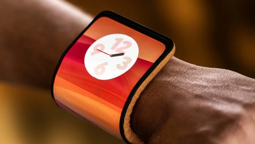 Motorola, bendable phone, flexible display, wearable phone, Lenovo Tech World 2023, prototype, AI customization, pOLED display, rollable devices, foldable devices, adaptive display concept
