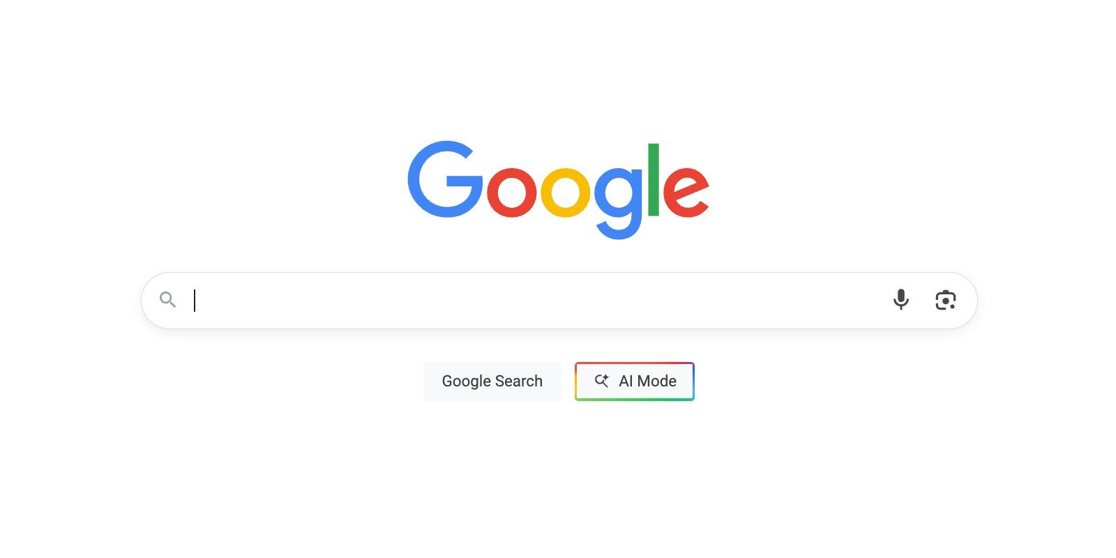 Google Search, AI Mode, I'm Feeling Lucky, button replacement, Google homepage, Google logo, design change, search experience, SERoundtable, AI, test, update, gradient design
