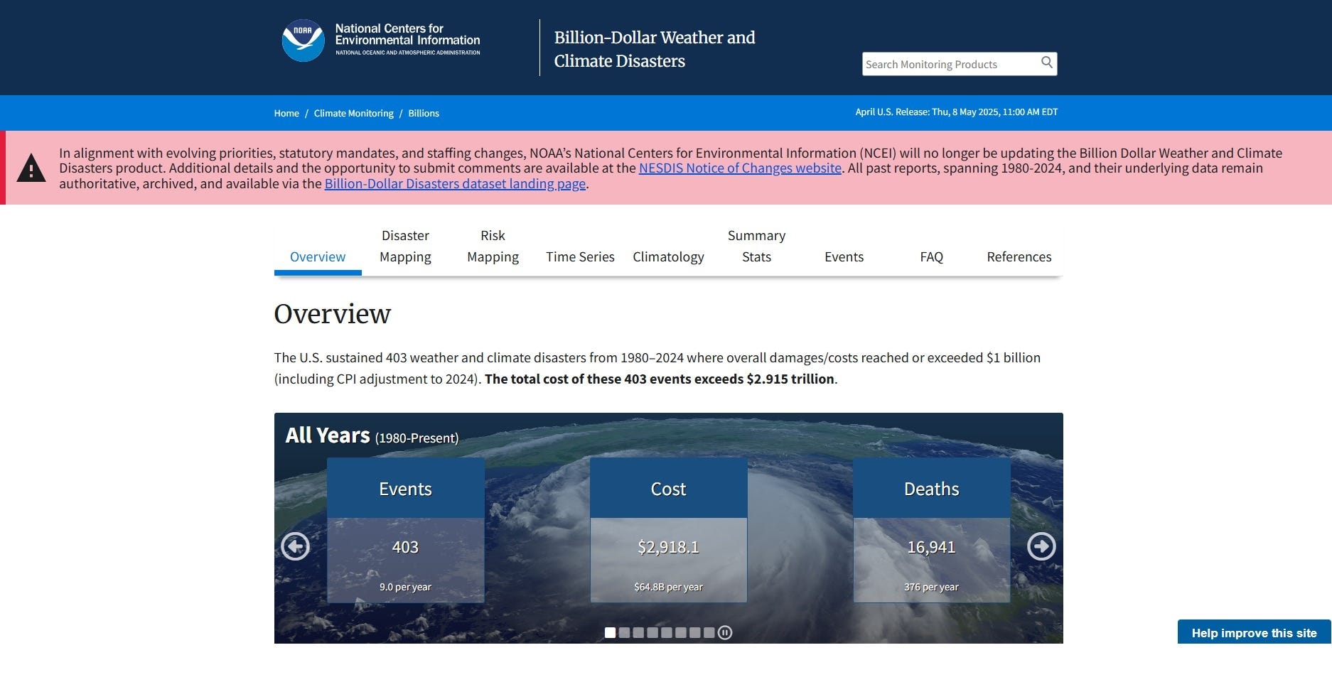 Climate change, billion-dollar disasters, NOAA, National Centers for Environmental Information, NCEI, weather disasters, disaster database, climate data, data loss, federal budget cuts, Adam Smith, disaster costs, extreme weather, climate research, data analysis, weather attribution, global warming, risk assessment, disaster relief, NOAA budget, climate scam programs, woke climate research, environmental data
