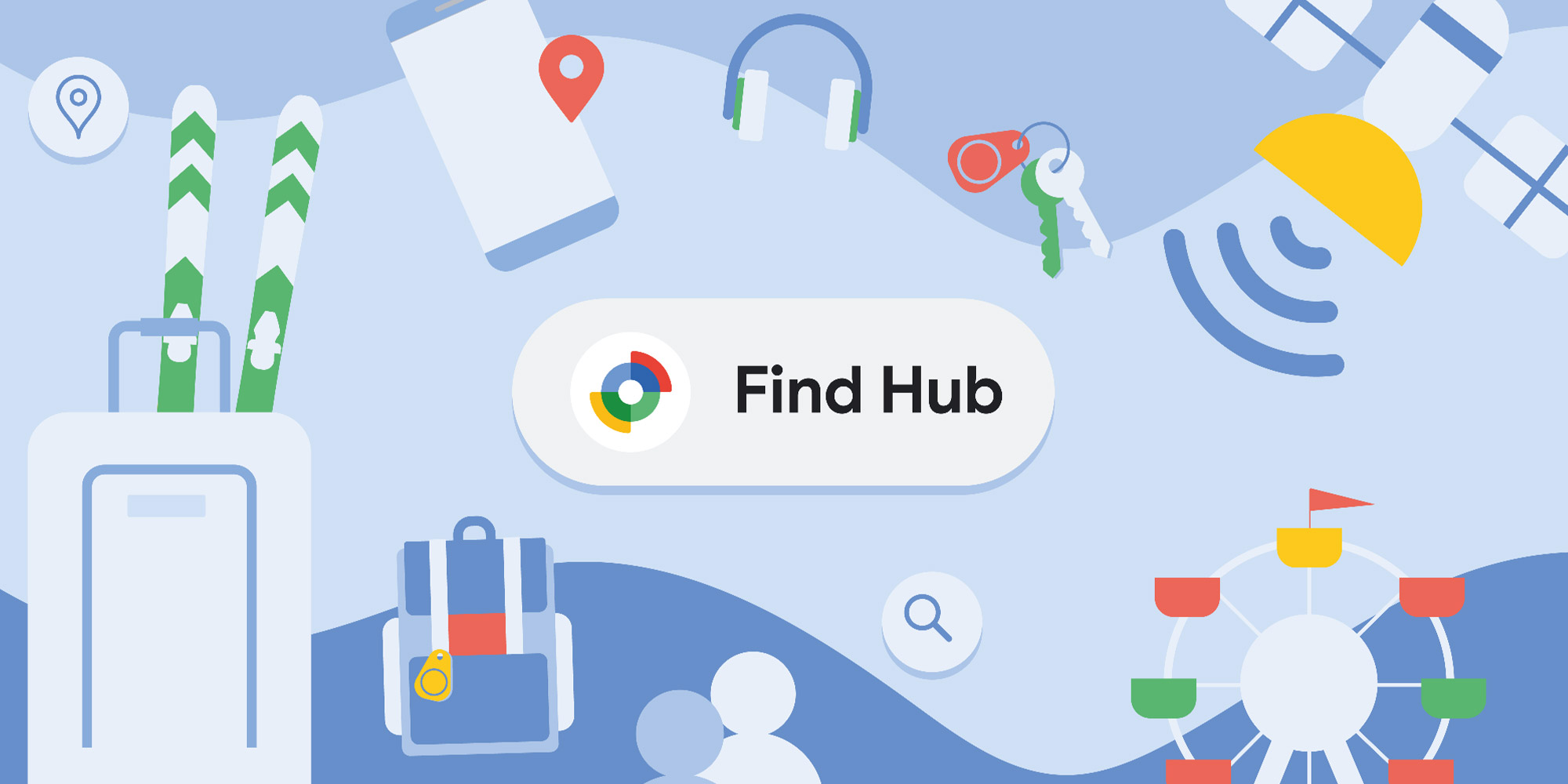 Google Find Hub, Find My Device, luggage tracking, item tracking, Bluetooth tracker, UWB tracking, location sharing, satellite connectivity, lost luggage, Aer Lingus, British Airways, Cathay Pacific, Iberia, Singapore Airlines, Mokobara, Peak, Pixbee, moto tag, Android 6
