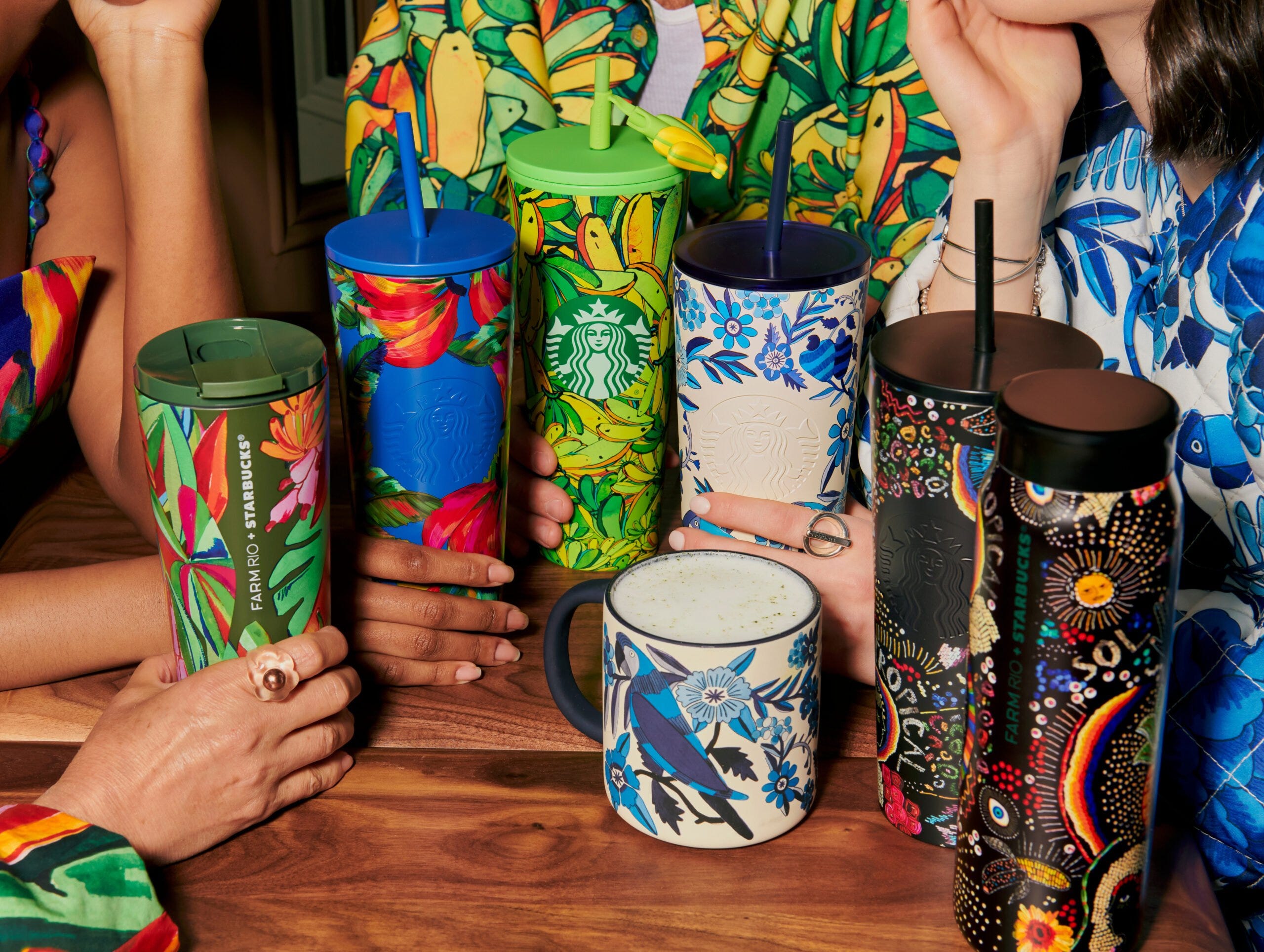 Starbucks, FARM Rio, collaboration, drinkware, Brazil, limited edition, summer, coffee, tumblers, mugs, keychains, Banana Mix, Borogodo, Banana Board, Lenco Azulejo, Banana Leaves, designs, patterns, Rio de Janeiro, fashion, lifestyle, Mariana Leal
