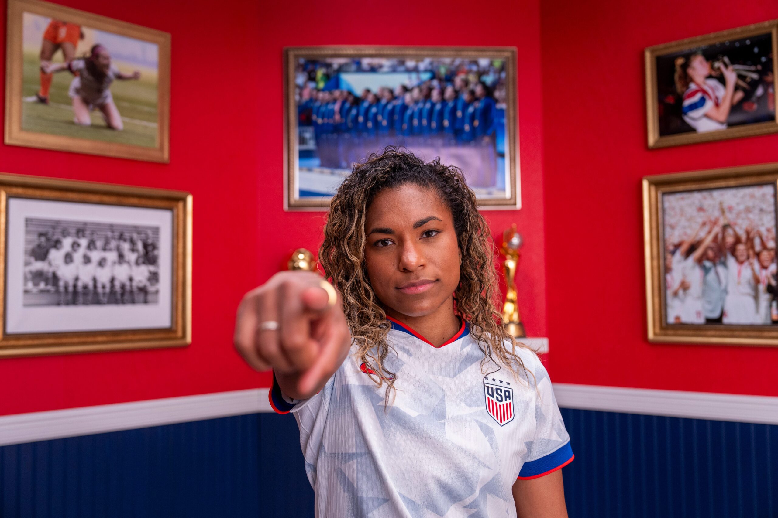 U.S. Soccer, USWNT, USMNT, soccer kits, Brilliant kit, Heartbeat kit, Nike, Kellyn Acosta, Lynn Biyendolo, Naomi Girma, Sophia Wilson, DeAndre Yedlin, Walker Zimmerman, World Cup, 40th anniversary, womens soccer, soccer uniforms, soccer jerseys, USWNT jersey, USMNT jersey
