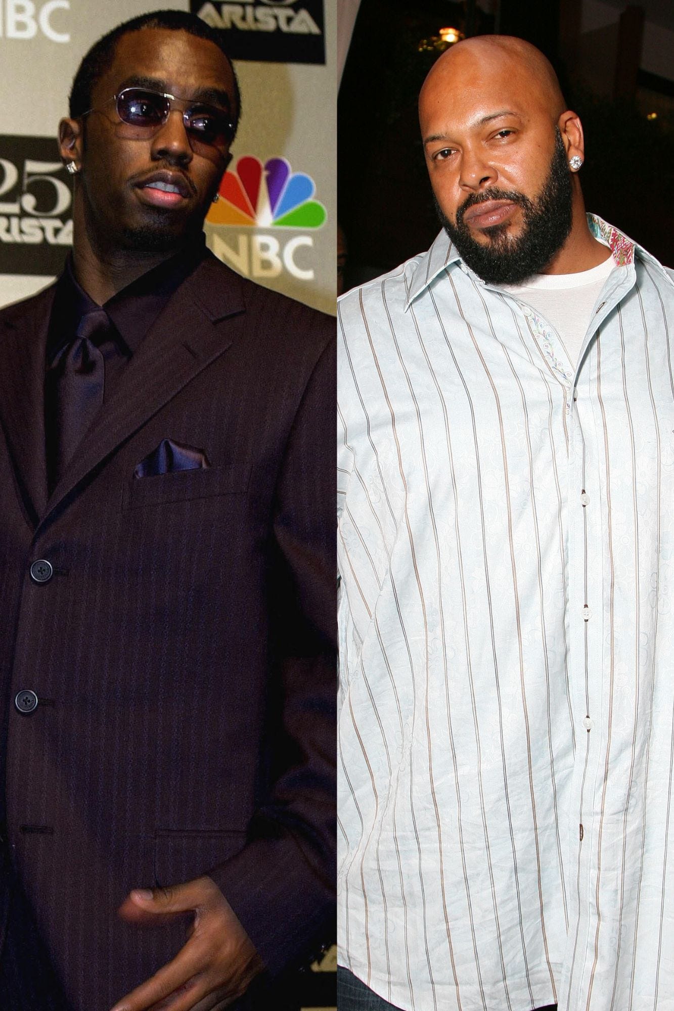 Suge Knight, Sean Diddy Combs, hip-hop, Death Row Records, Bad Boy Records, East Coast-West Coast rivalry, Tupac Shakur, Notorious B.I.G., Cassie Ventura Fine, sex trafficking, racketeering, trial, testimony, freak off, legal woes, prison sentence, manslaughter, music mogul, 90s, feud, Source Awards
