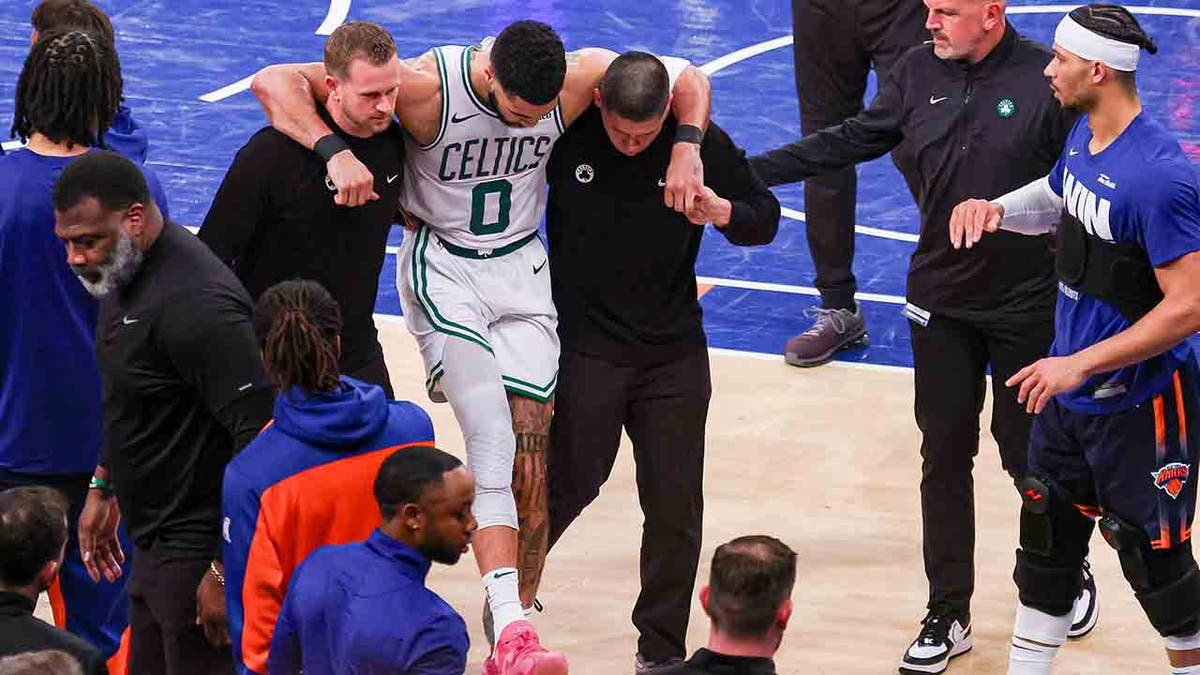 Boston Celtics, Jayson Tatum, Achilles injury, NBA Playoffs, New York Knicks, injury, surgery, Game 4, Eastern Conference, elimination, medical procedure, Fox News Sports
