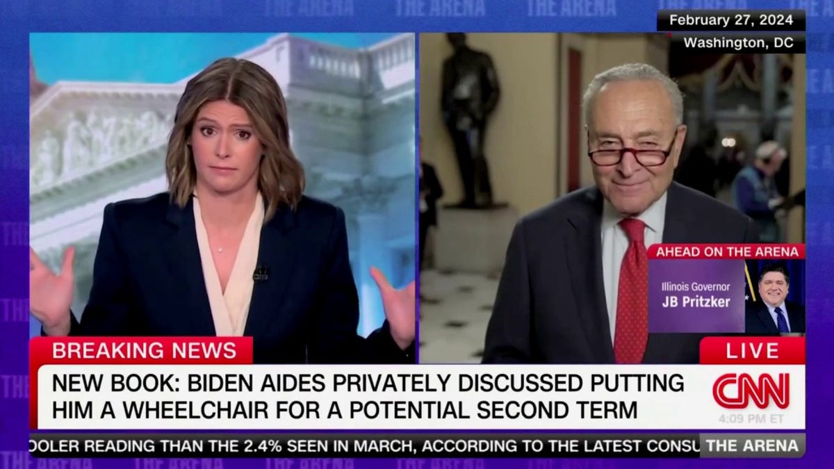 Chuck Schumer, Joe Biden, mental decline, Original Sin, Jake Tapper, Alex Thompson, CNN, Kasie Hunt, presidential election, right-wing propaganda, Democratic leaders, 2024 election, Oval Office meeting, George Clooney, fundraiser, Medicaid cut, federal government, New York Times.
