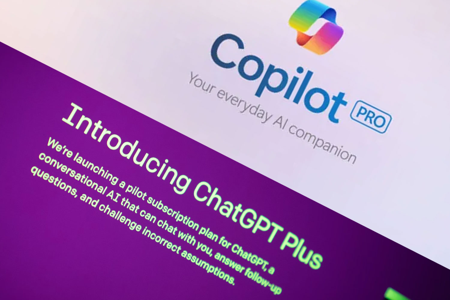 ChatGPT Plus, Copilot Pro, AI Chatbot, OpenAI, Microsoft, AI Comparison, ChatGPT vs Copilot, AI Subscription, GPT-4o, Microsoft 365, AI Features, AI Accuracy, AI Voice, Image Generation, AI Integration, Custom GPTs, AI Math, AI Coding, AI Assistant, Jon Martindale

